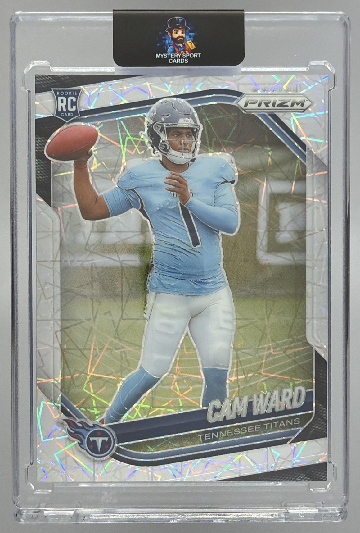 Card image for 2025 Panini Football Prizm Cam Ward Lazer #352 RC Tennessee Titans