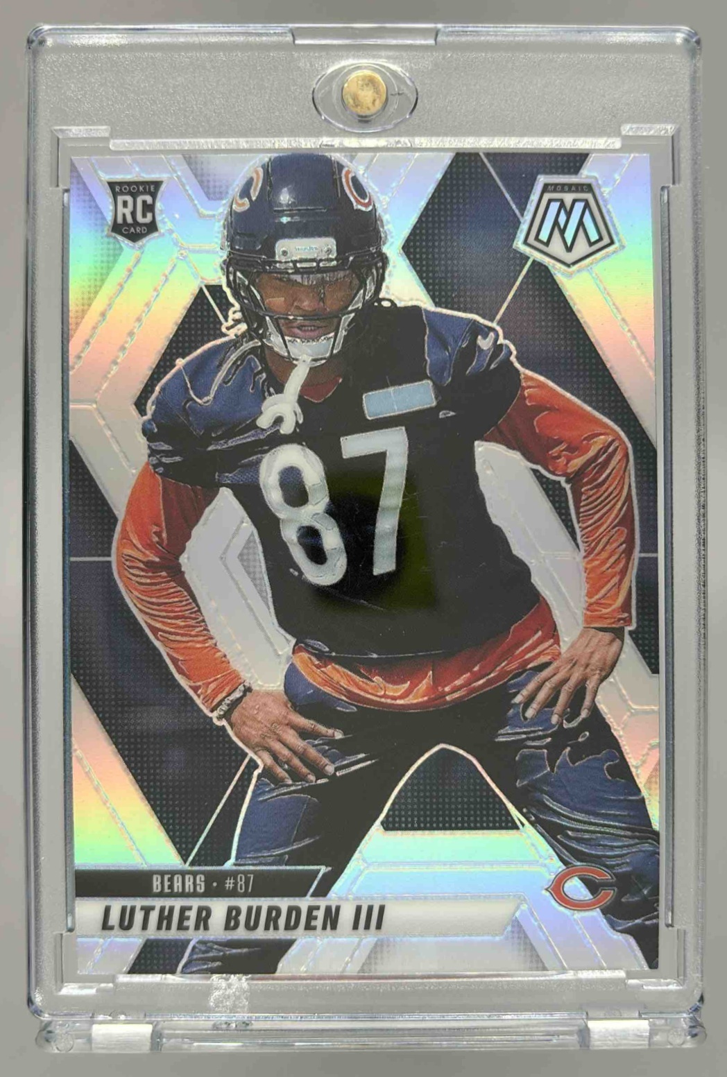 Card image for 2025 Panini Mosaic Luther Burden III Rookies Silver Prizm #383 RC Bears