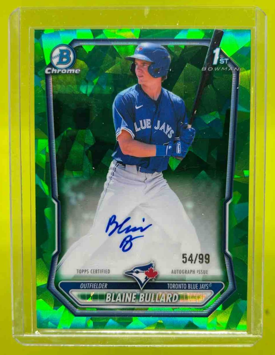 Blaine Bullard 2026 Bowman Sapphire Chrome Prospects Auto Green Refractor /99
