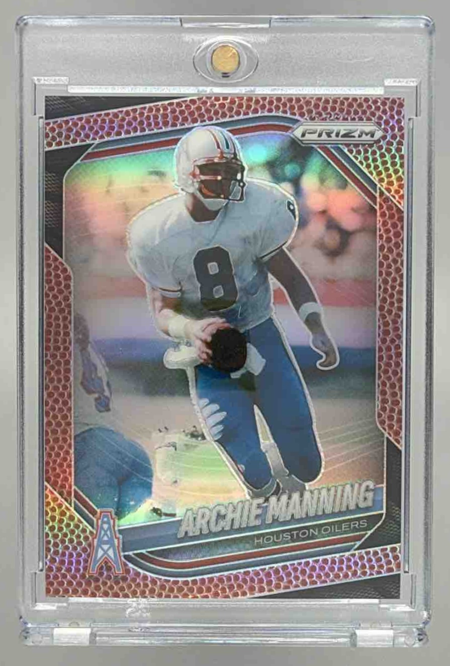 Card image for 2025 Panini Football Prizm Archie Manning Black Finite 1/1 #166 Houston Oilers