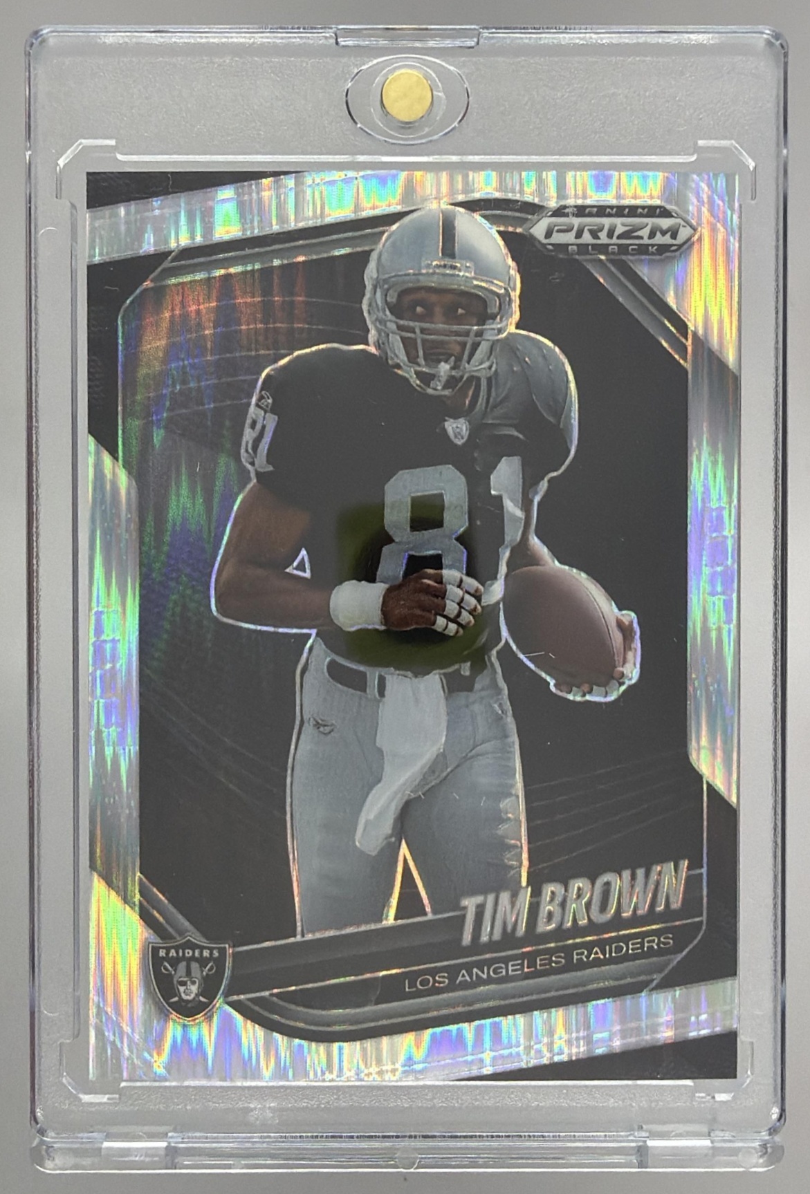 Card image for 2025 Panini Football Prizm Black Tim Brown Skewed /249 #114 Los Angeles Raiders