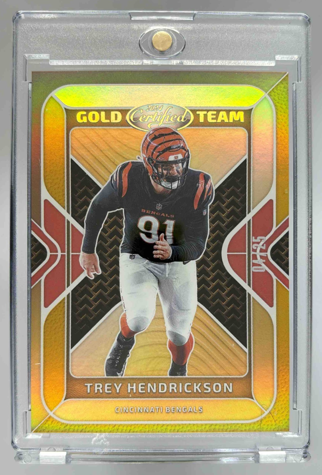 Card image for 2024 Panini Certified Trey Hendrickson Gold Team #GT-THN Bengals