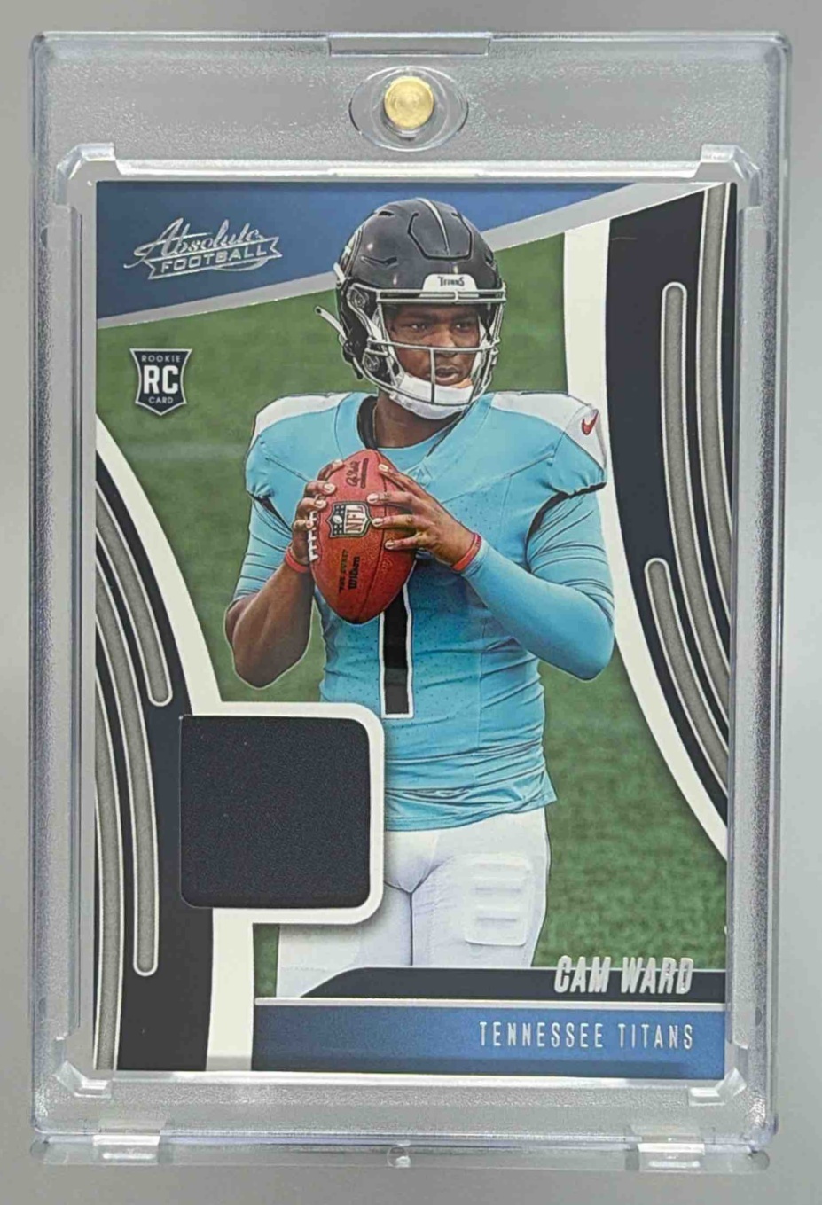 Card image for 2025 Panini Absolute Cam Ward Rookie Materials #ARM-CWD MEM RC Titans