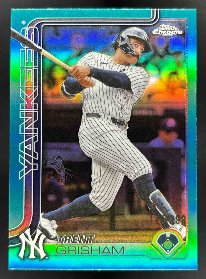 Card image for 2025 Topps Chrome Update Trent Grisham Teal Refractor /299 #USC54 Yankees