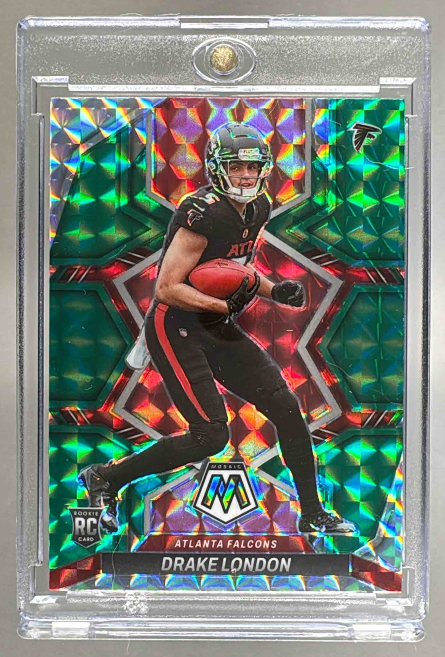 Card image for 2022 Panini Football Mosaic Drake London Green #312 RC Atlanta Falcons