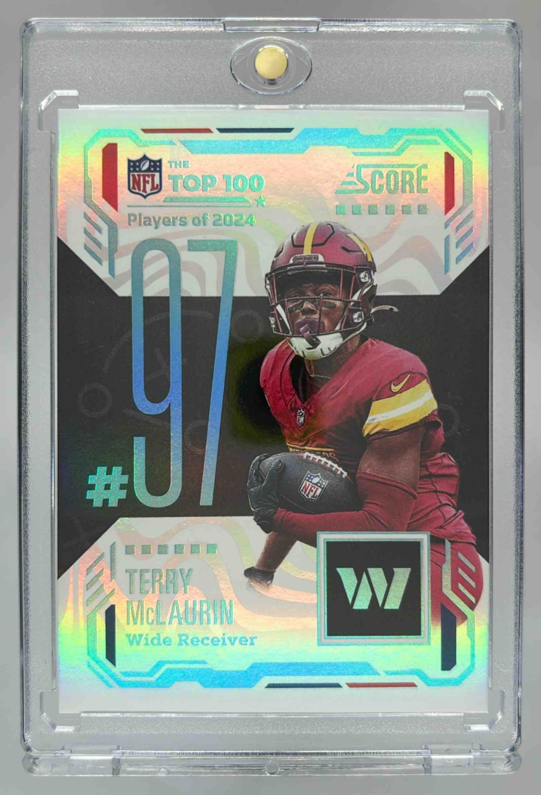 Card image for 2025 Panini Football Score Terry McLaurin Top 100 #97 Washington Commanders