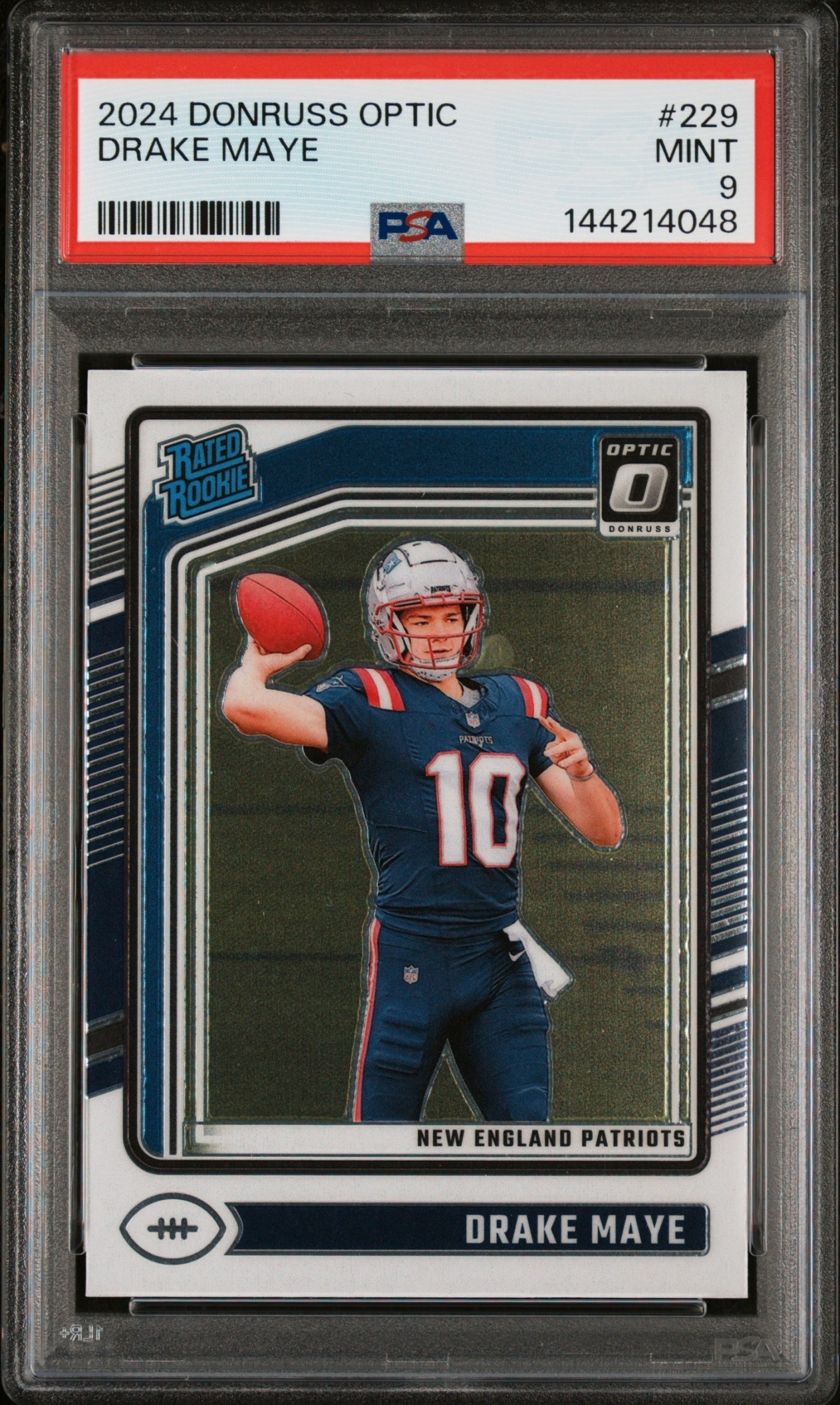 Card image for 2024 Panini Donruss Optic Drake Maye #229 Rated Rookie Patriots