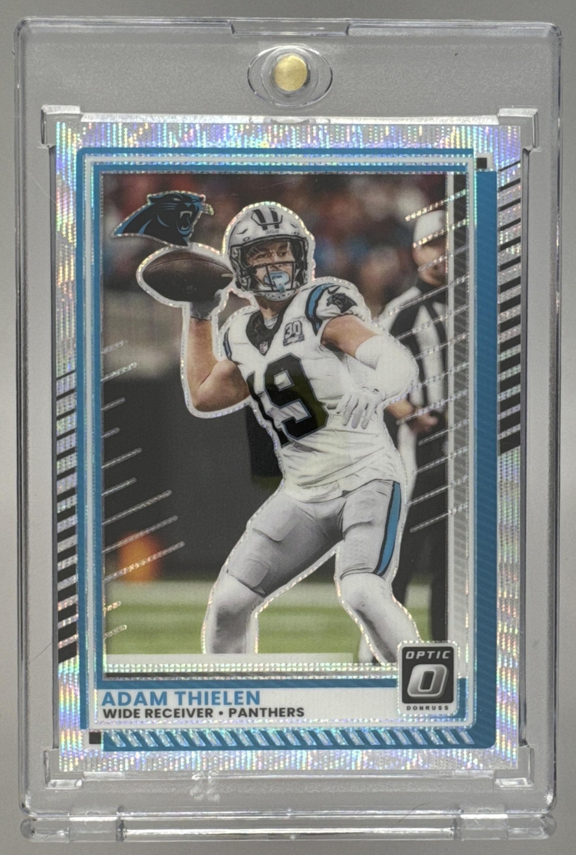 Card image for 2025 Panini Donruss Optic Adam Thielen Wave Prizm /300 #173 Panthers