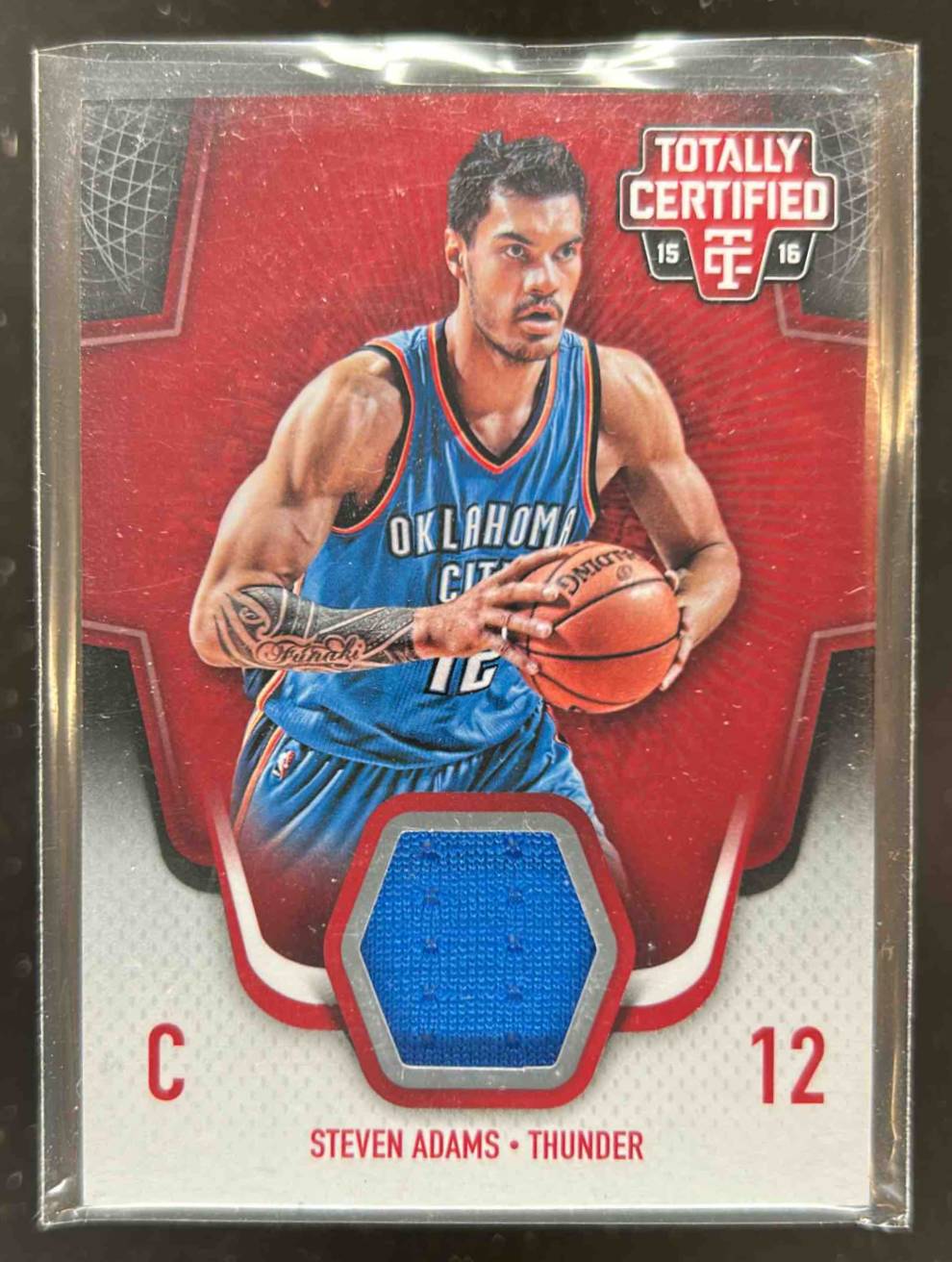 Card image for 2015-16 Panini Totally Certified Steven Adams Materials Red 44 /199 #TCM-SA