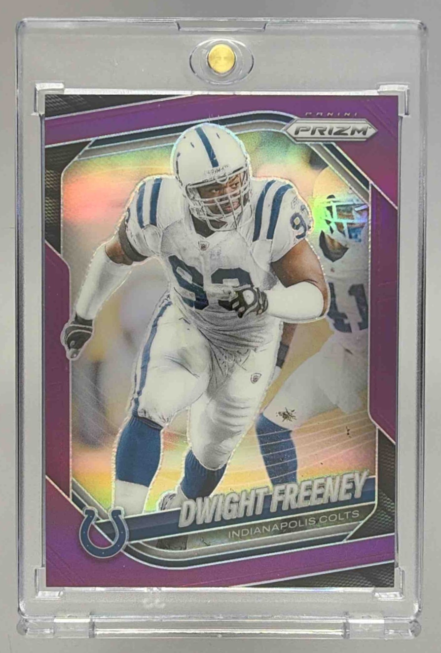 Card image for 2025 Panini Football Prizm Dwight Freeney Purple /125 #120 Indianapolis Colts