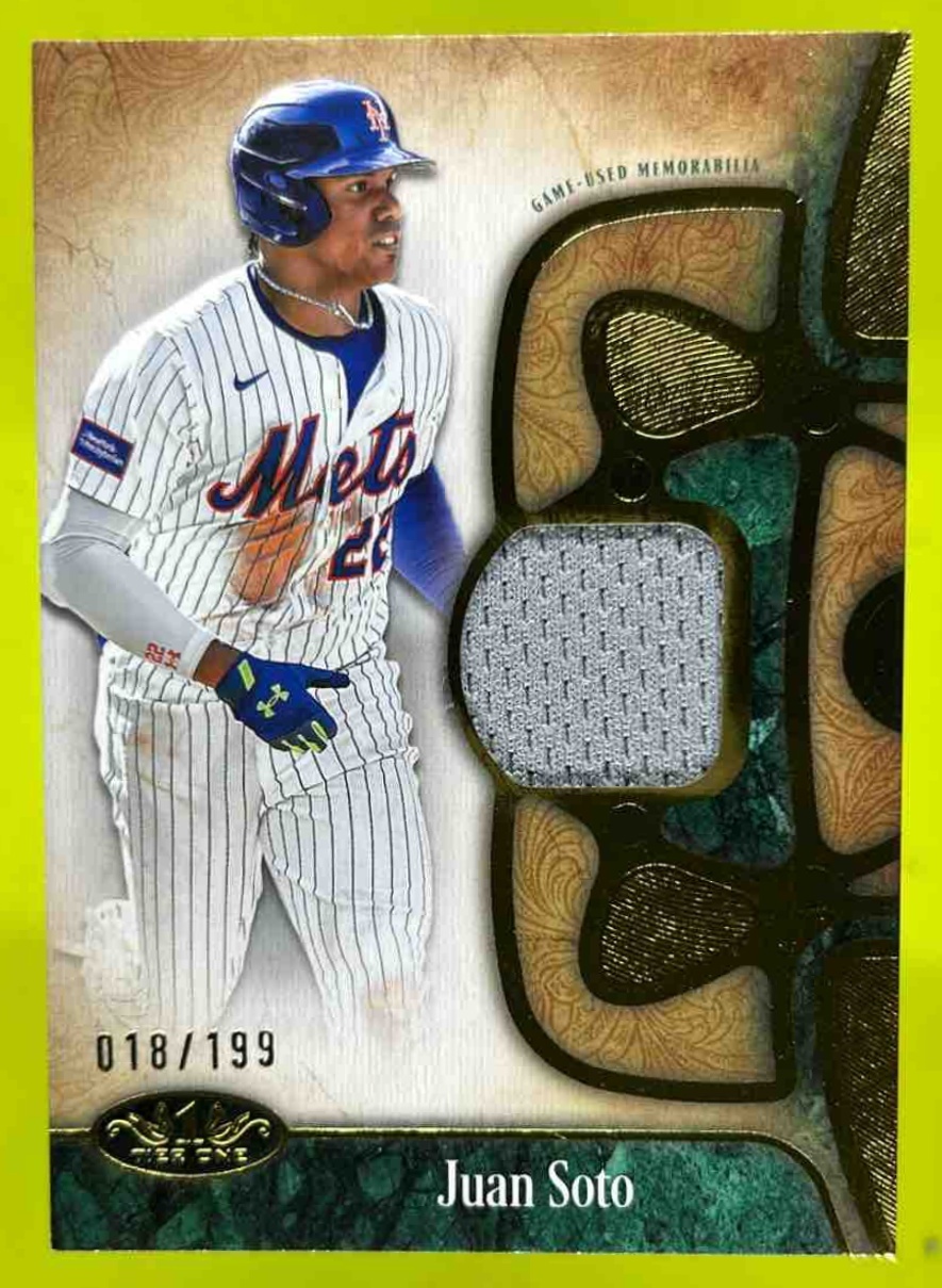 Card image for Juan Soto 2026 Topps Baseball Tier One Relic /199 MEM New York Mets