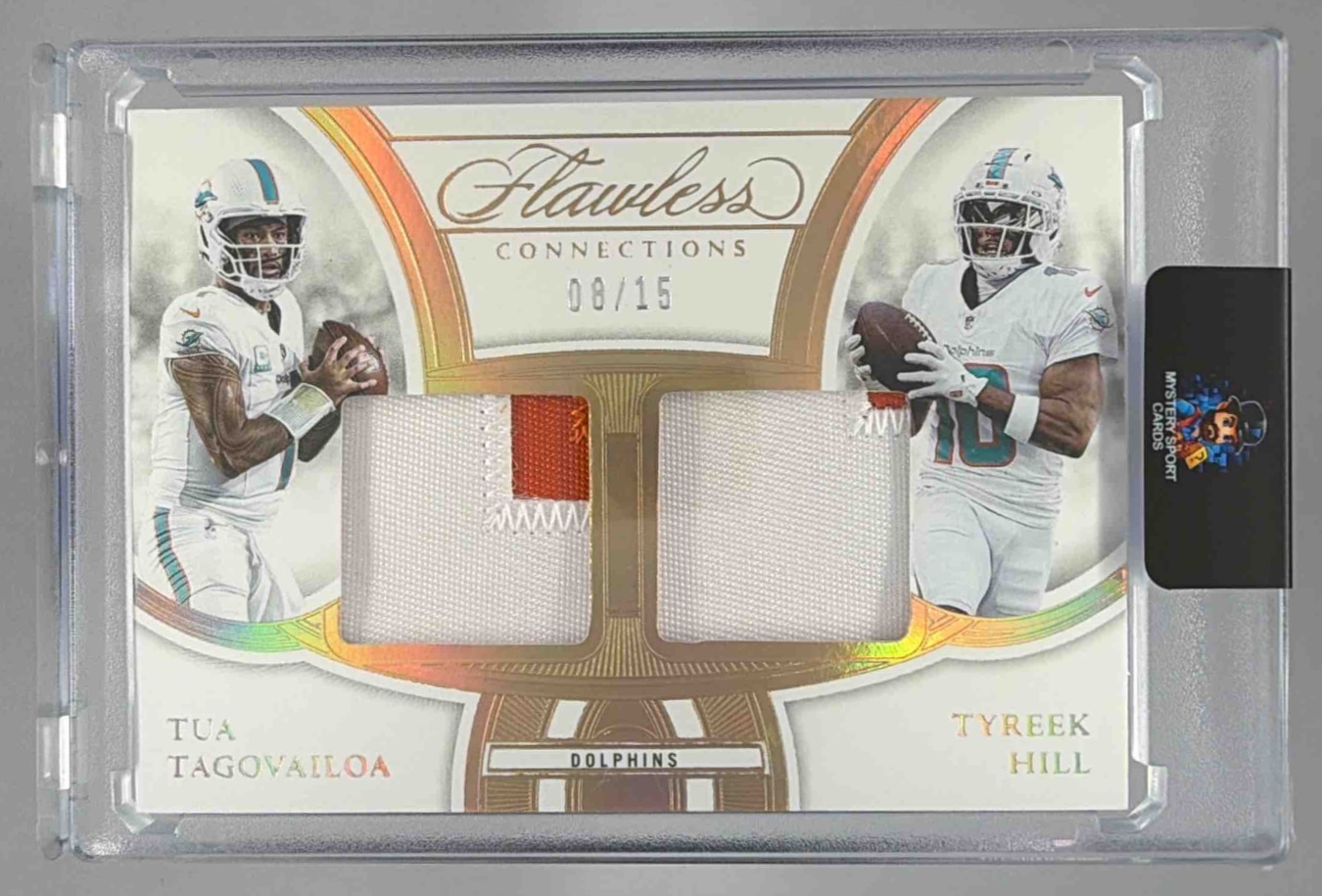 Card image for 2022 Panini Flawless Tua Tagovailoa Tyreek Hill Connections /15 #FC-MD MEM Dolphins