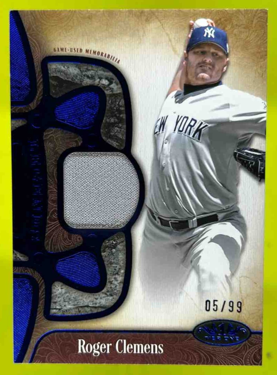 Card image for Roger Clemens 2026 Topps Tier One Legend Relic Blue Foil /99
