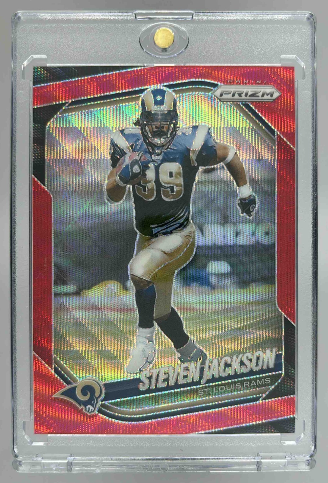 Card image for 2025 Panini Football Prizm Steven Jackson Red Wave /149 #289 St. Louis Rams