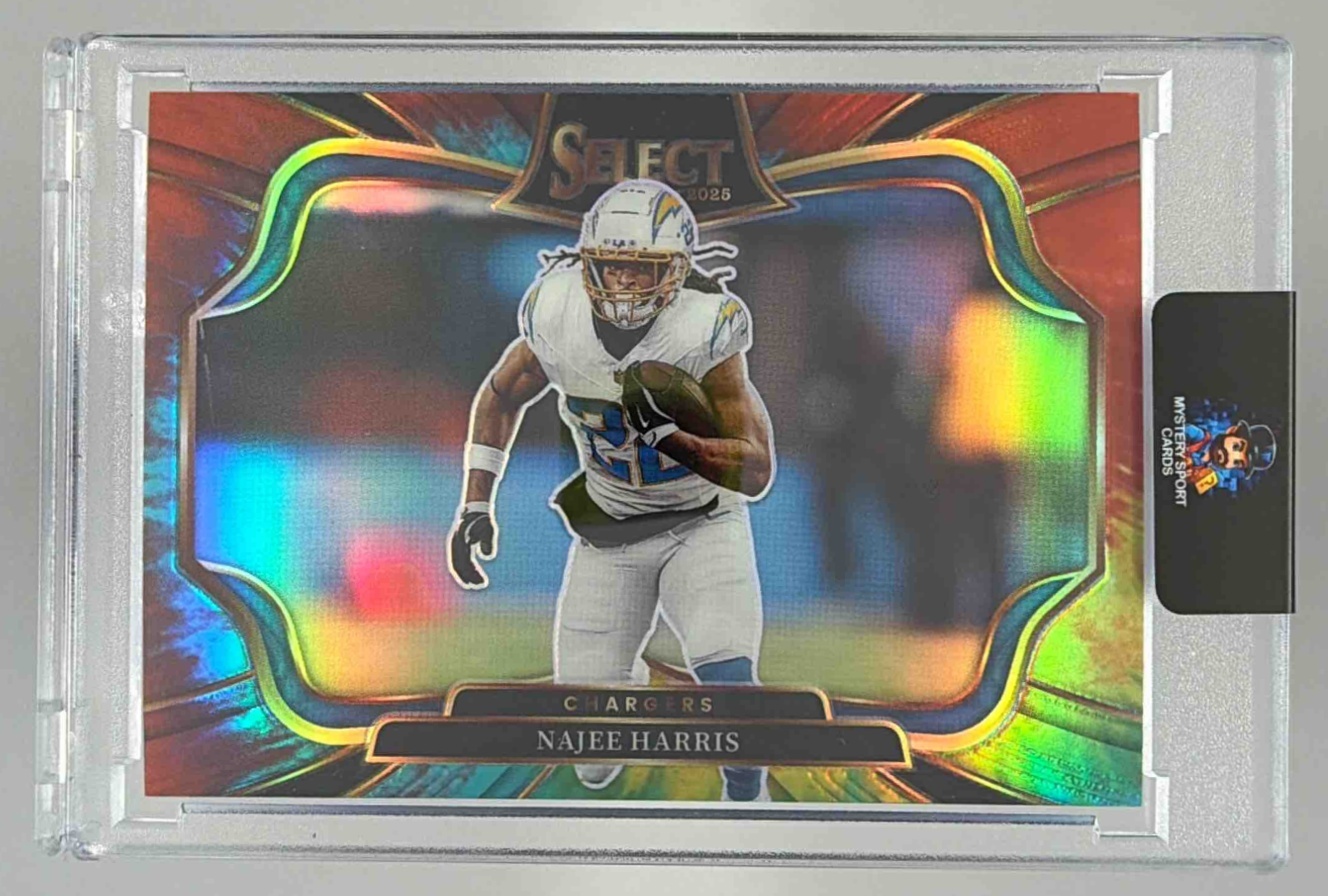 Card image for 2025 Panini Select Najee Harris Field Level Tie-Dye Prizm /25 #401 Chargers