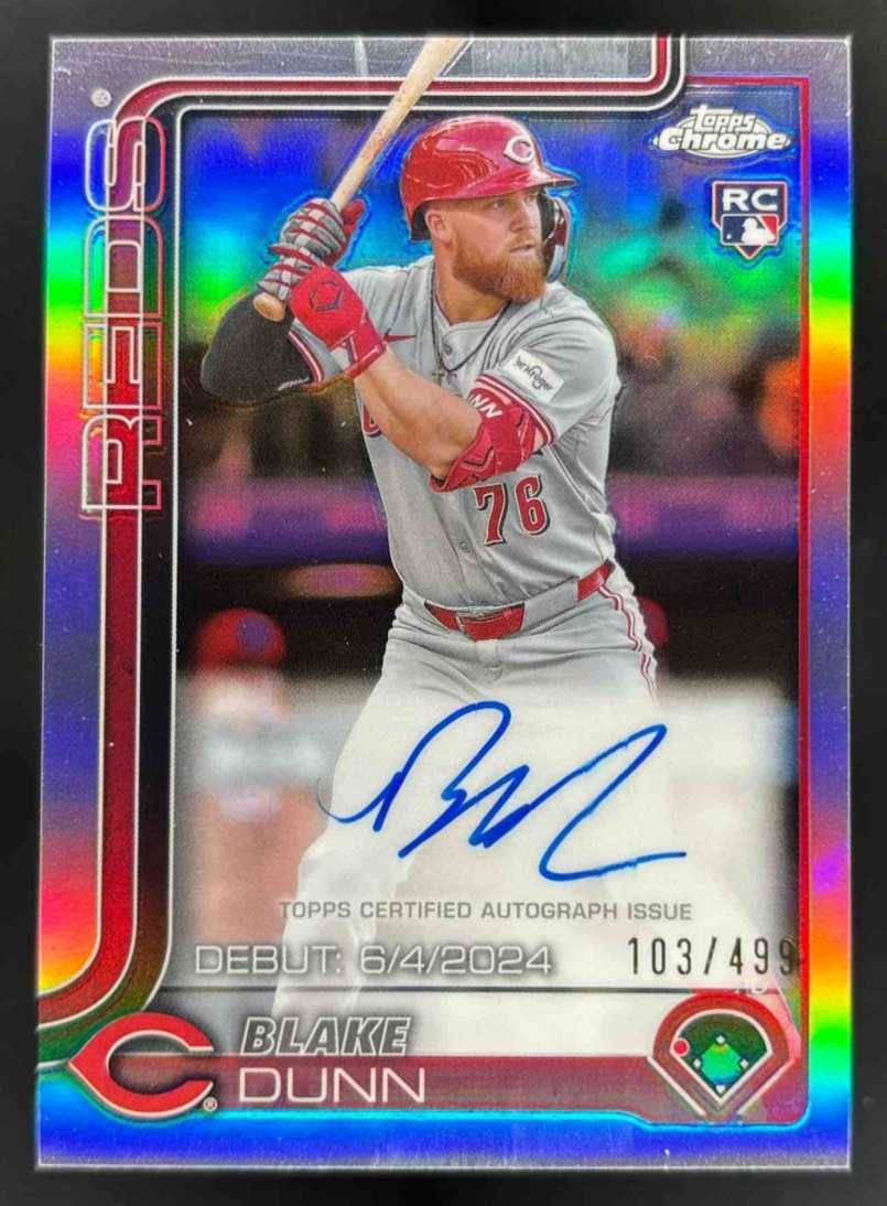 Card image for 2025 Topps Chrome Update Blake Dunn Rookie Debut Auto Refractor /499 RC