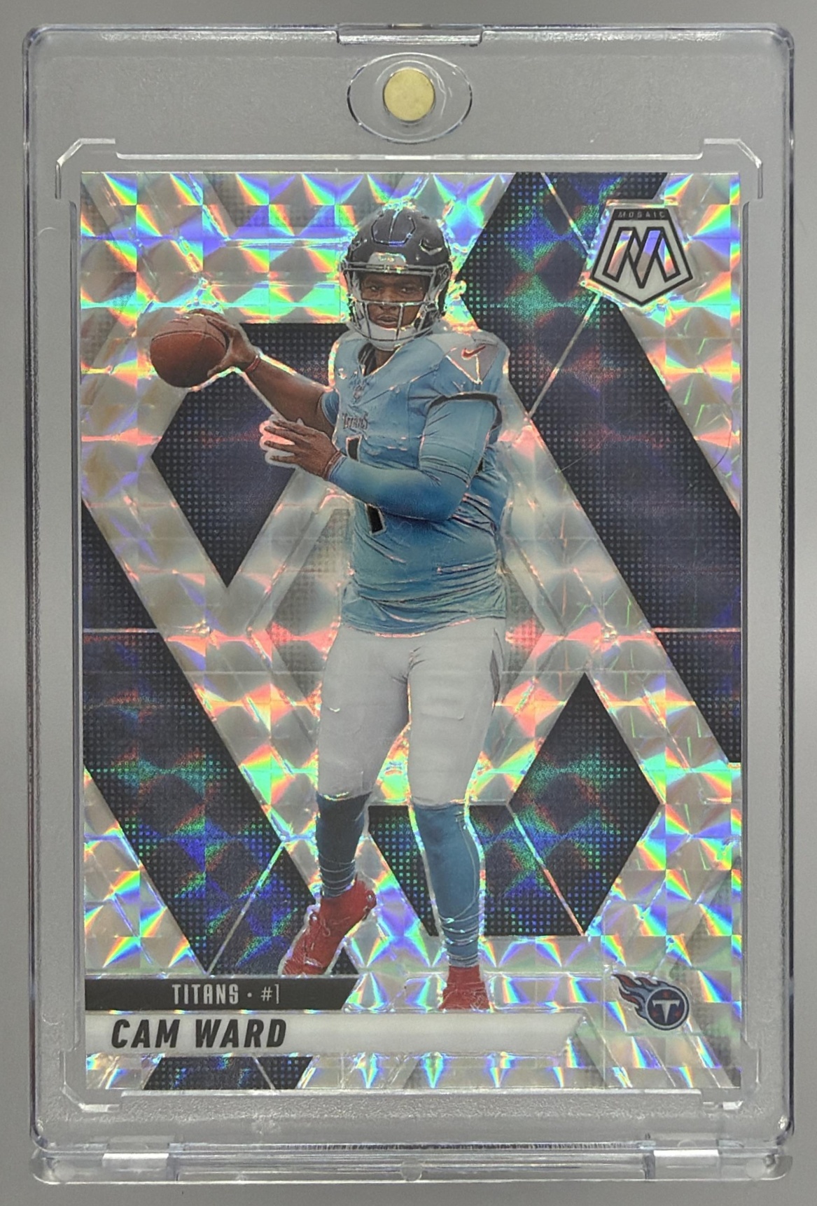 Card image for 2025 Panini Mosaic Cam Ward Rookies Silver Prizm #382 RC Titans