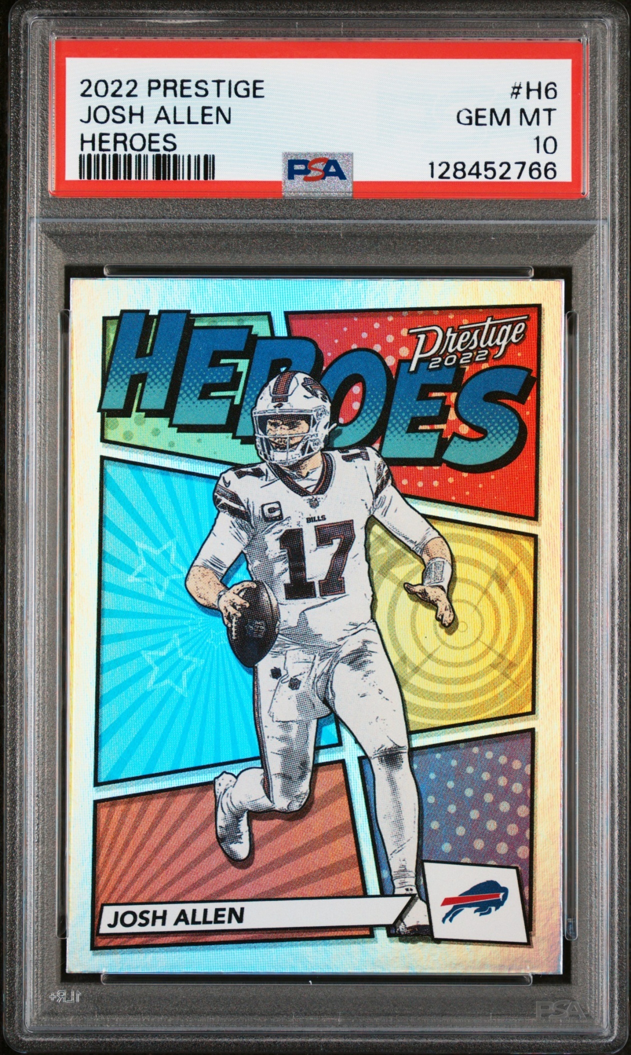 Card image for 2022 Panini Prestige Josh Allen Heroes #H-6 Bills PSA 10