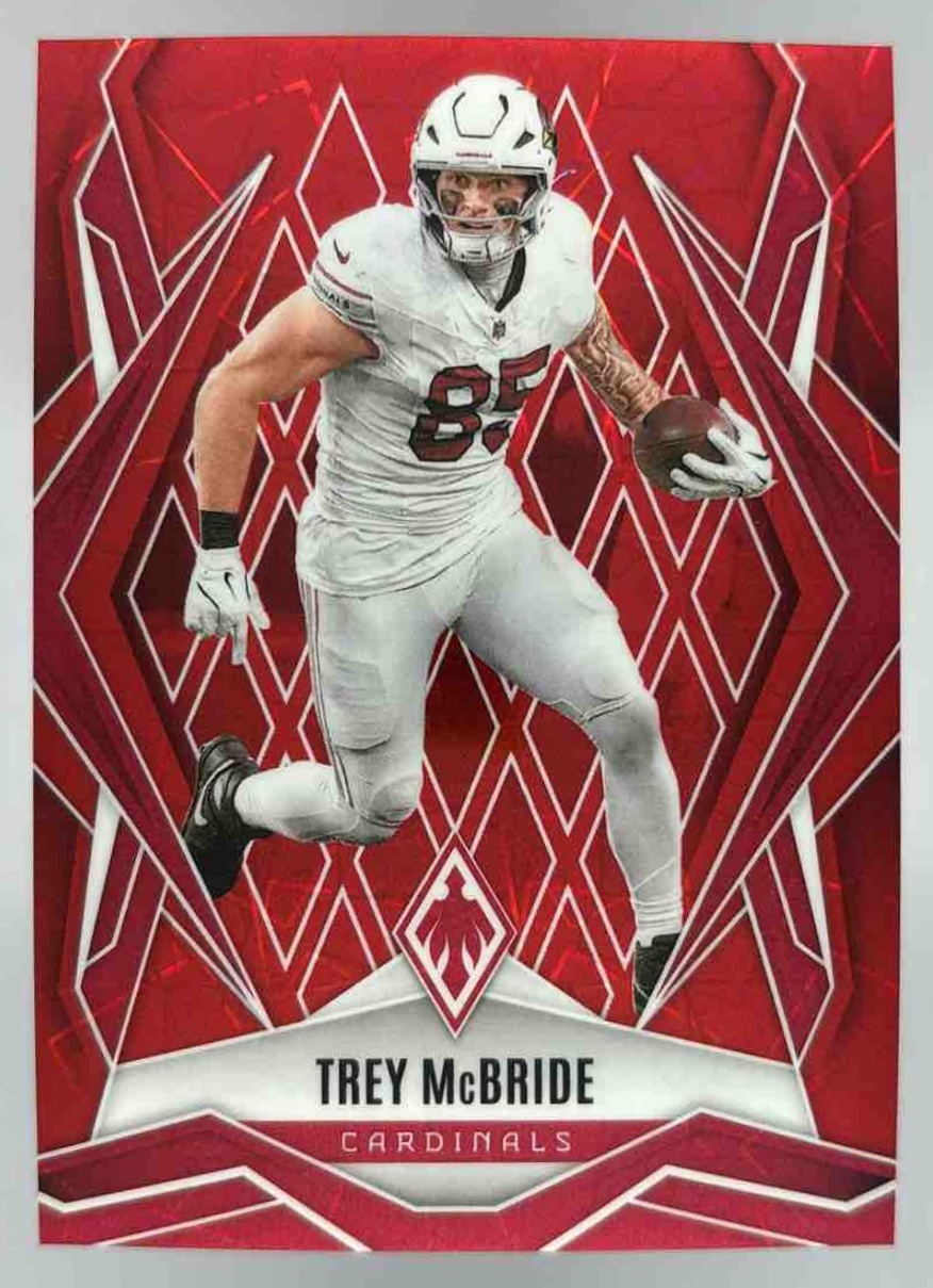 Card image for 2025 Panini Football Phoenix Trey McBride Red Lazer /199 #80 Arizona Cardinals