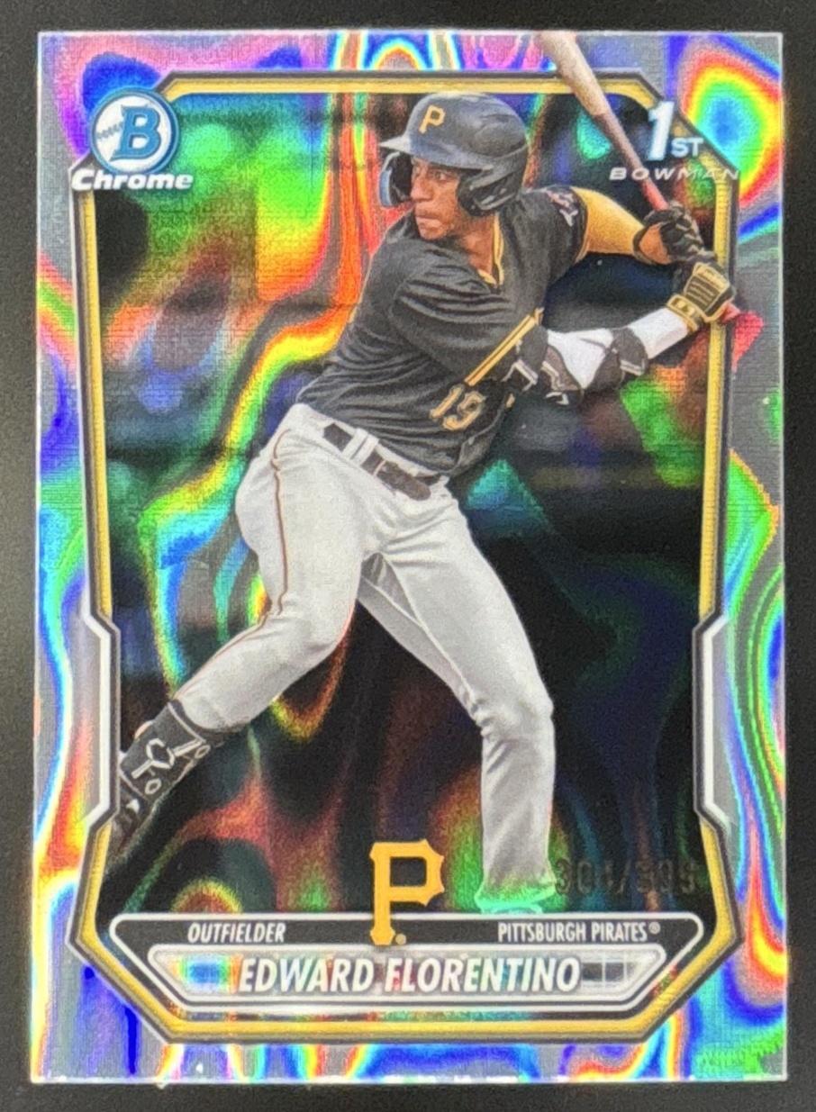 Card image for 2026 Bowman Edward Florentino Chrome Lava Refractor /399 1st Prospect
