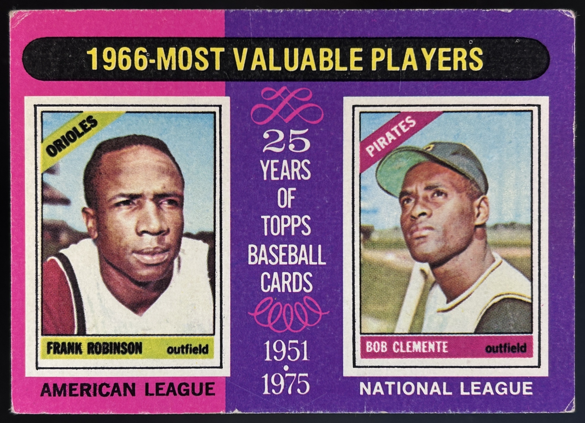 Card image for 1975 TOPPS 1966 MVPS FRANK ROBINSON ROBERTO BOB CLEMENTE M #204