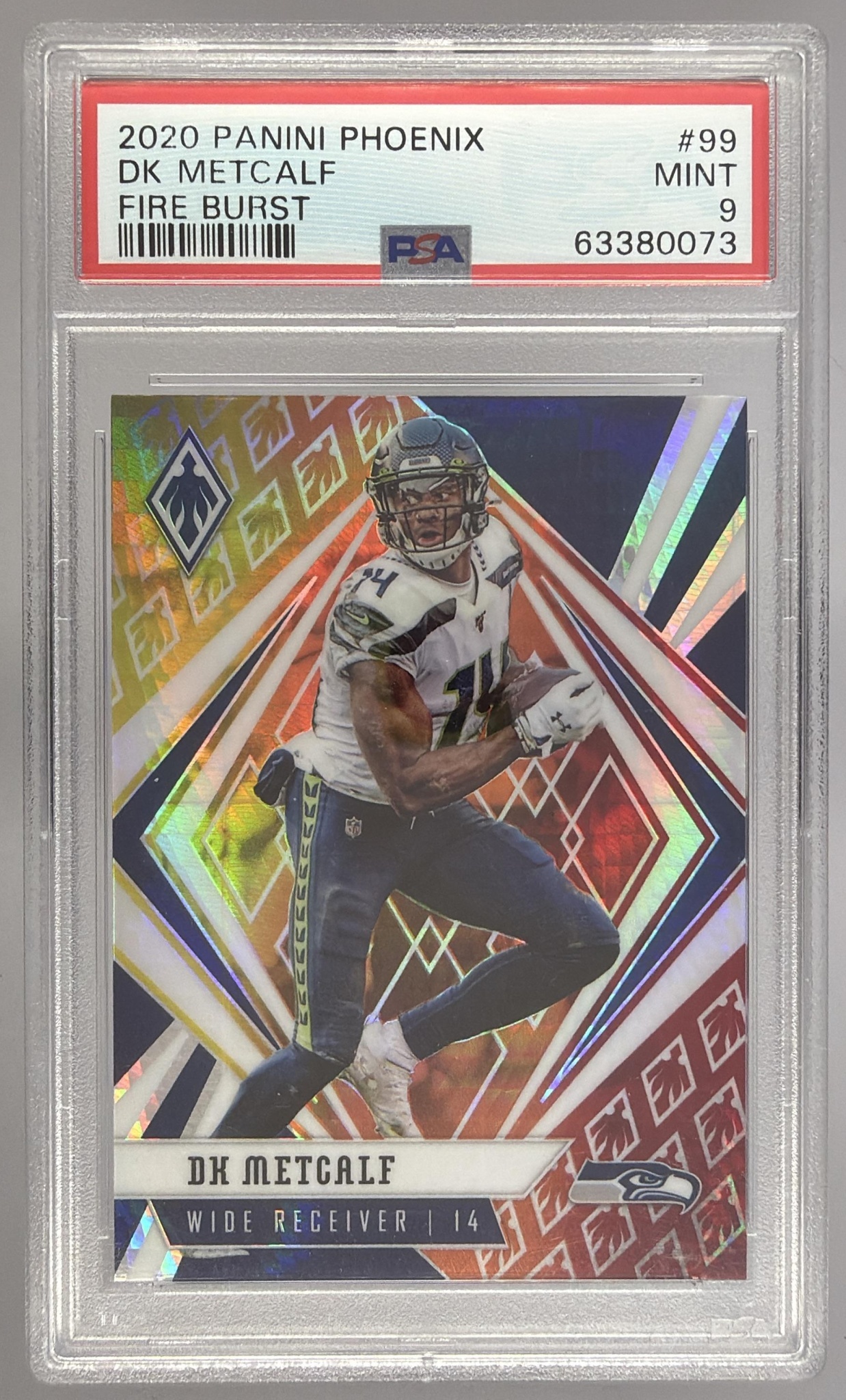 Card image for 2020 Panini Football Phoenix DK Metcalf Fire Burst #99 Seattle Seahawks