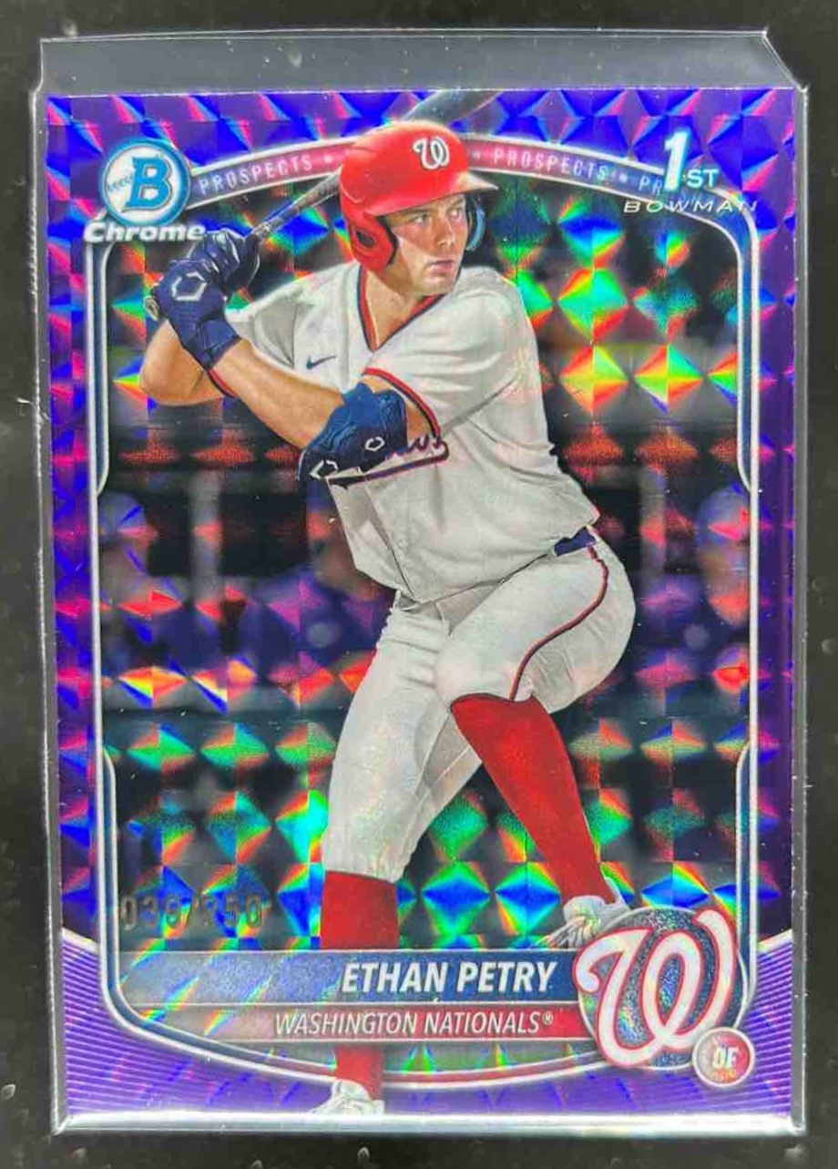 Card image for Ethan Petry 2025 Bowman Draft Chrome Purple Geometric Refractor /250