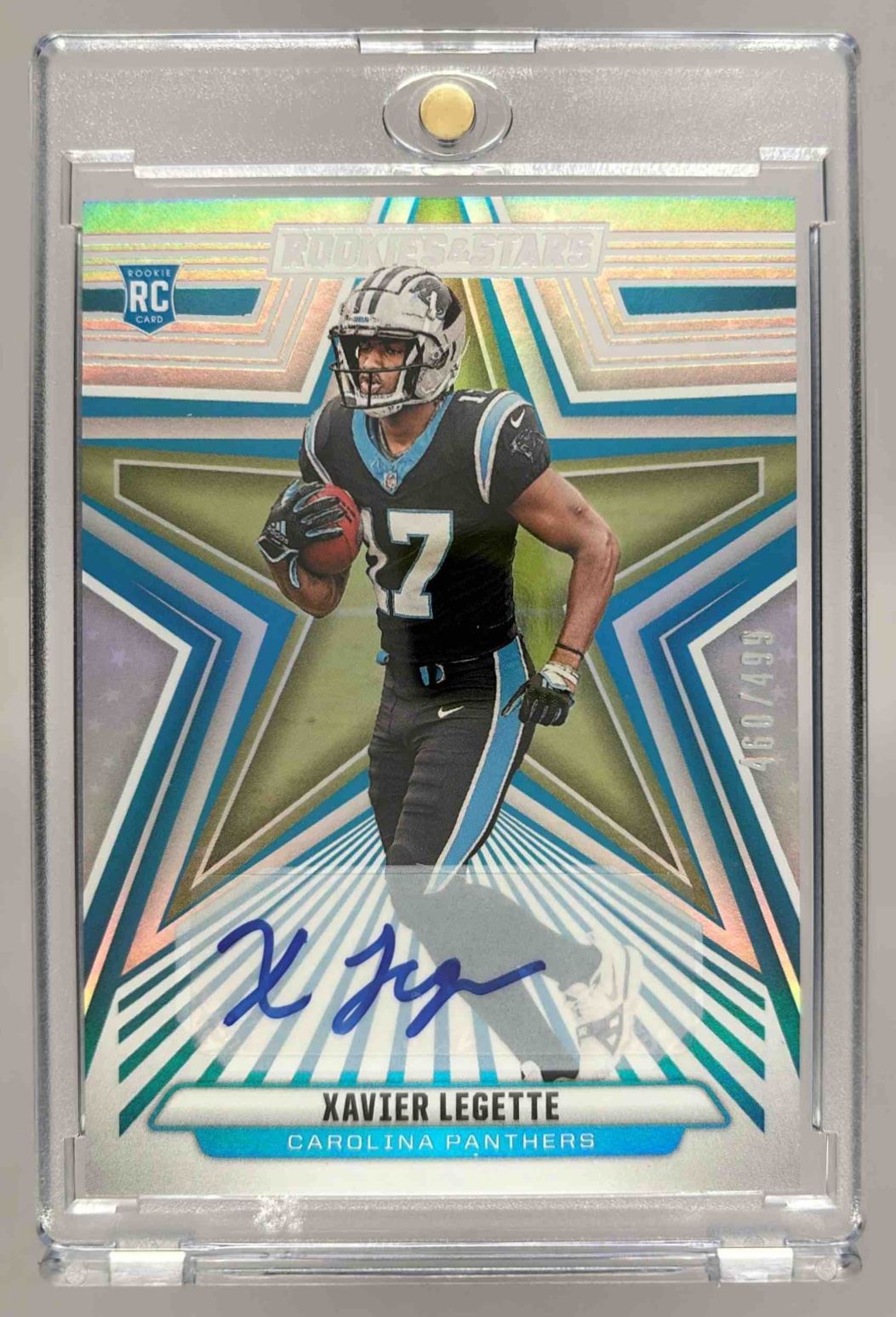 Card image for 2024 Panini Rookies & Stars Xavier Legette Signatures /499 #199 RC Auto Panthers