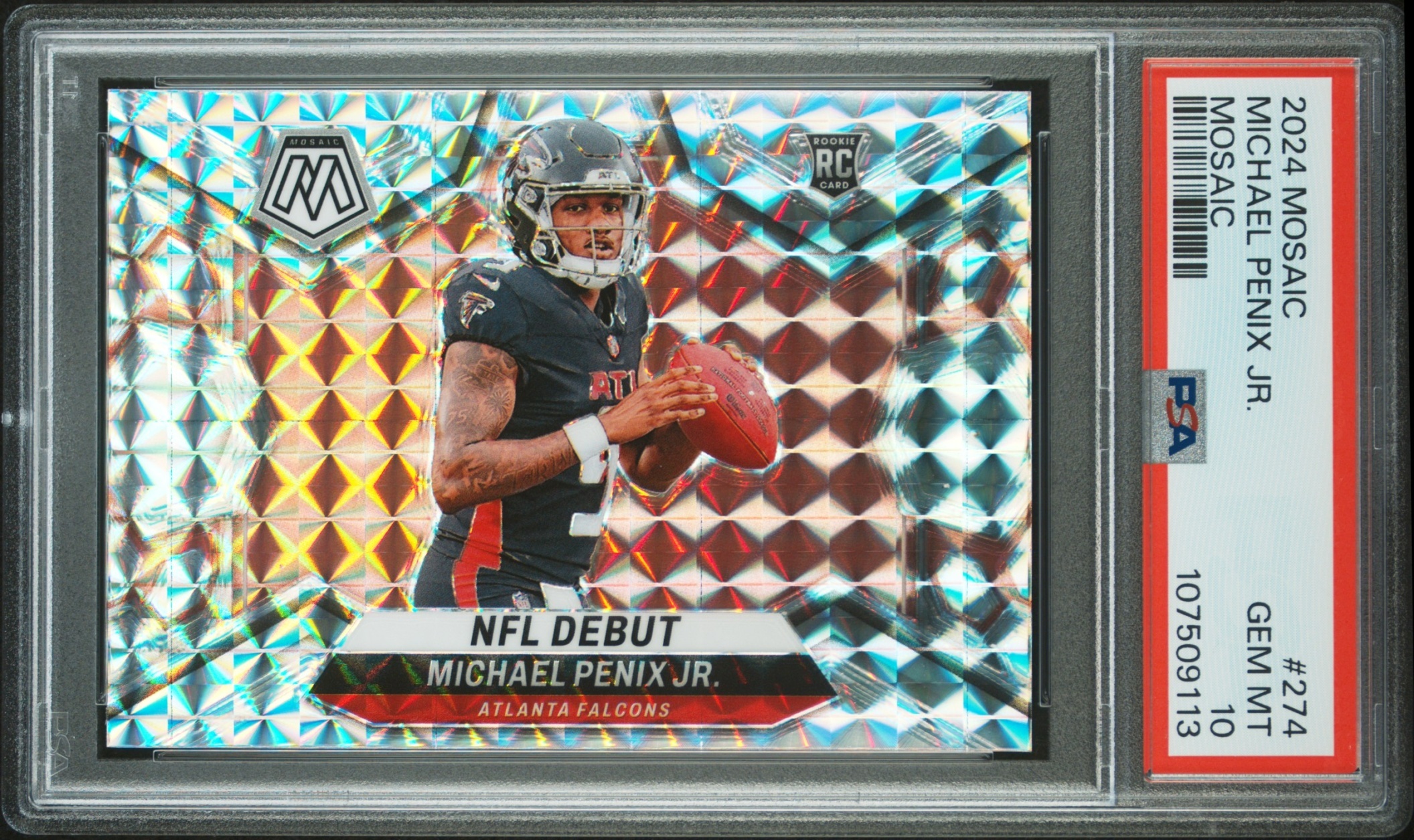 Card image for 2024 Panini Mosaic Michael Penix Jr. Mosaic Prizm #274 RC NFL Debut Falcons