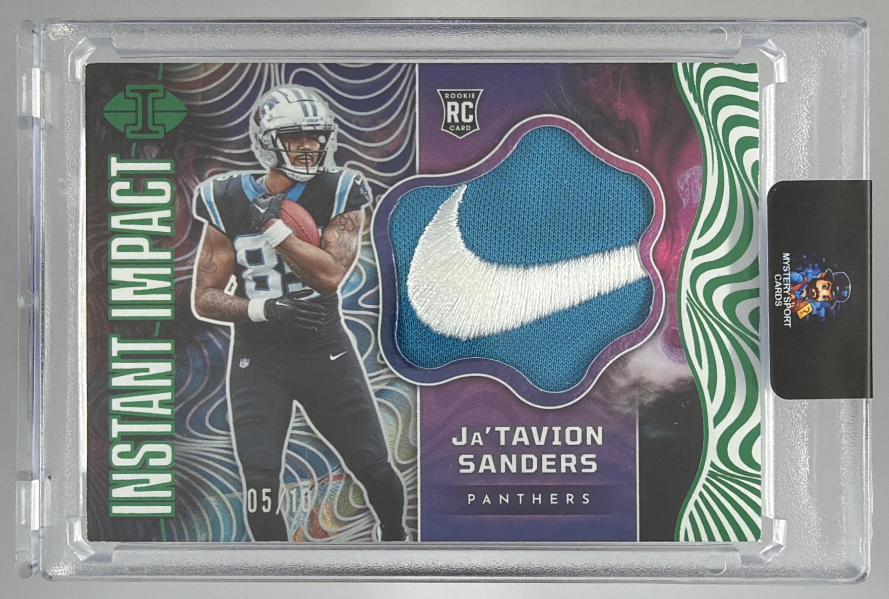 Card image for 2024 Panini Illusions Ja'Tavion Sanders Instant Impact Purple /50 #II-JSS MEM RC Panthers