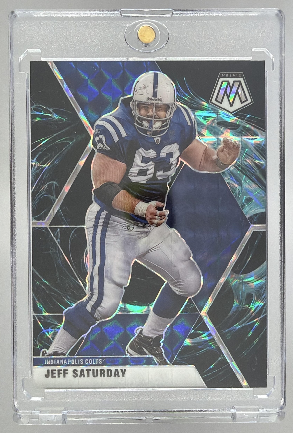 Card image for 2020 Panini Football Mosaic Jeff Saturday #96 Indianapolis Colts