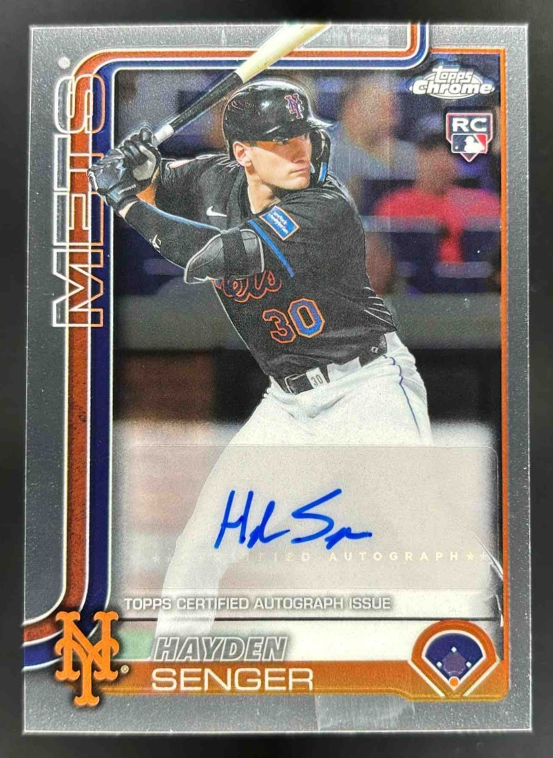 Card image for 2025 Topps Chrome Update Hayden Senger Auto #AC-HS RC Mets