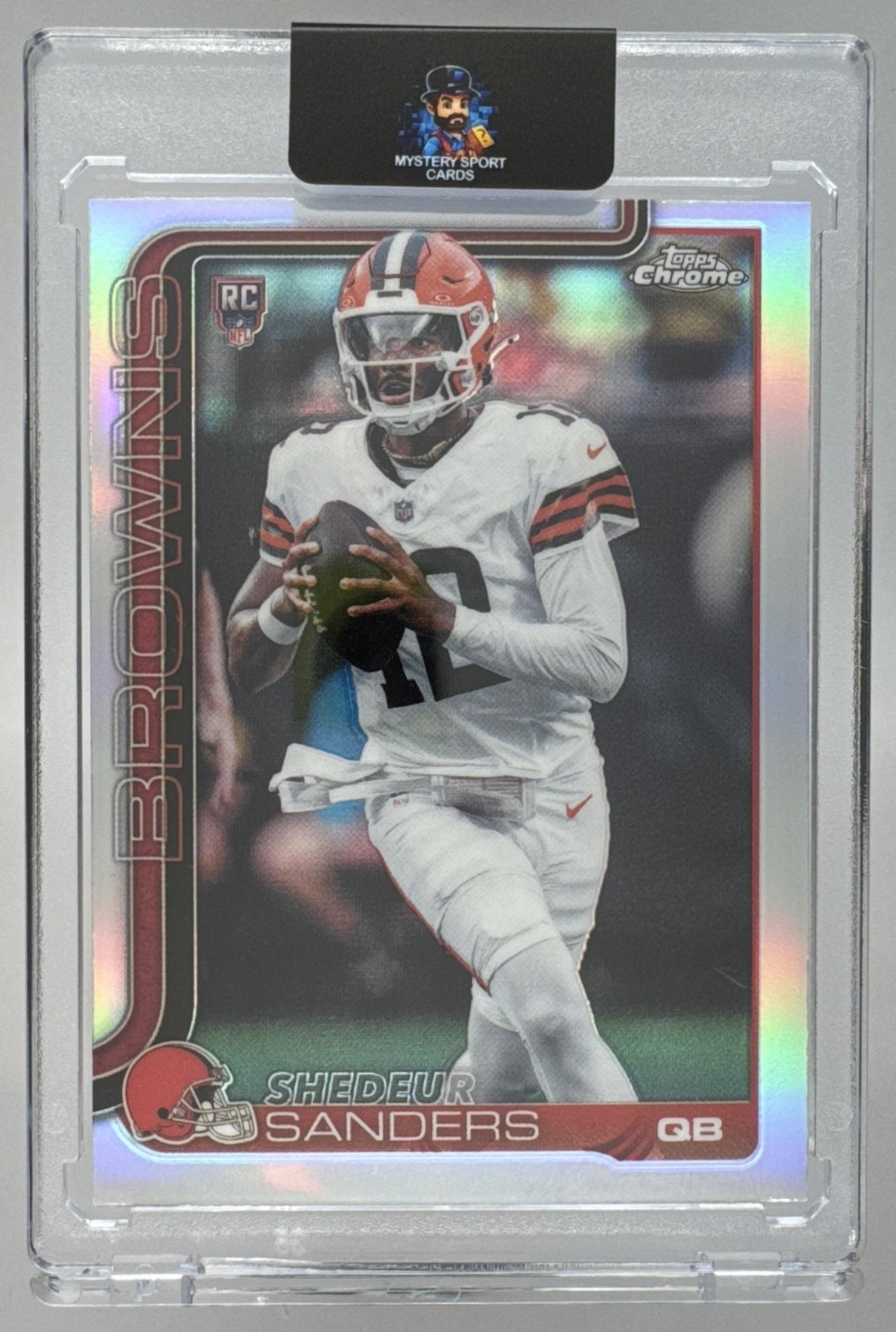 Card image for 2025 Topps Chrome Shedeur Sanders Rookie Refractor #315 RC Browns