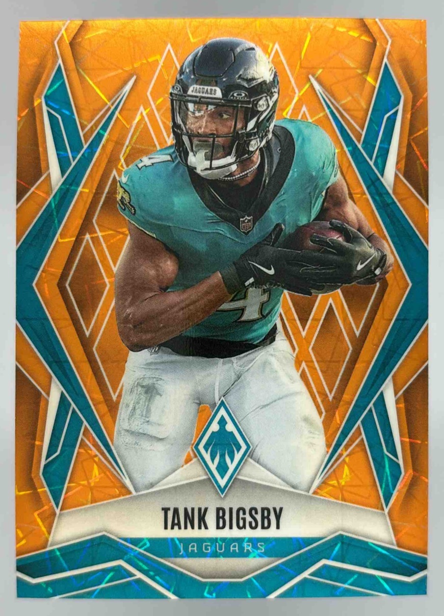 Card image for 2025 Panini Phoenix Tank Bigsby Blue Seismic /35 #76 Jaguars