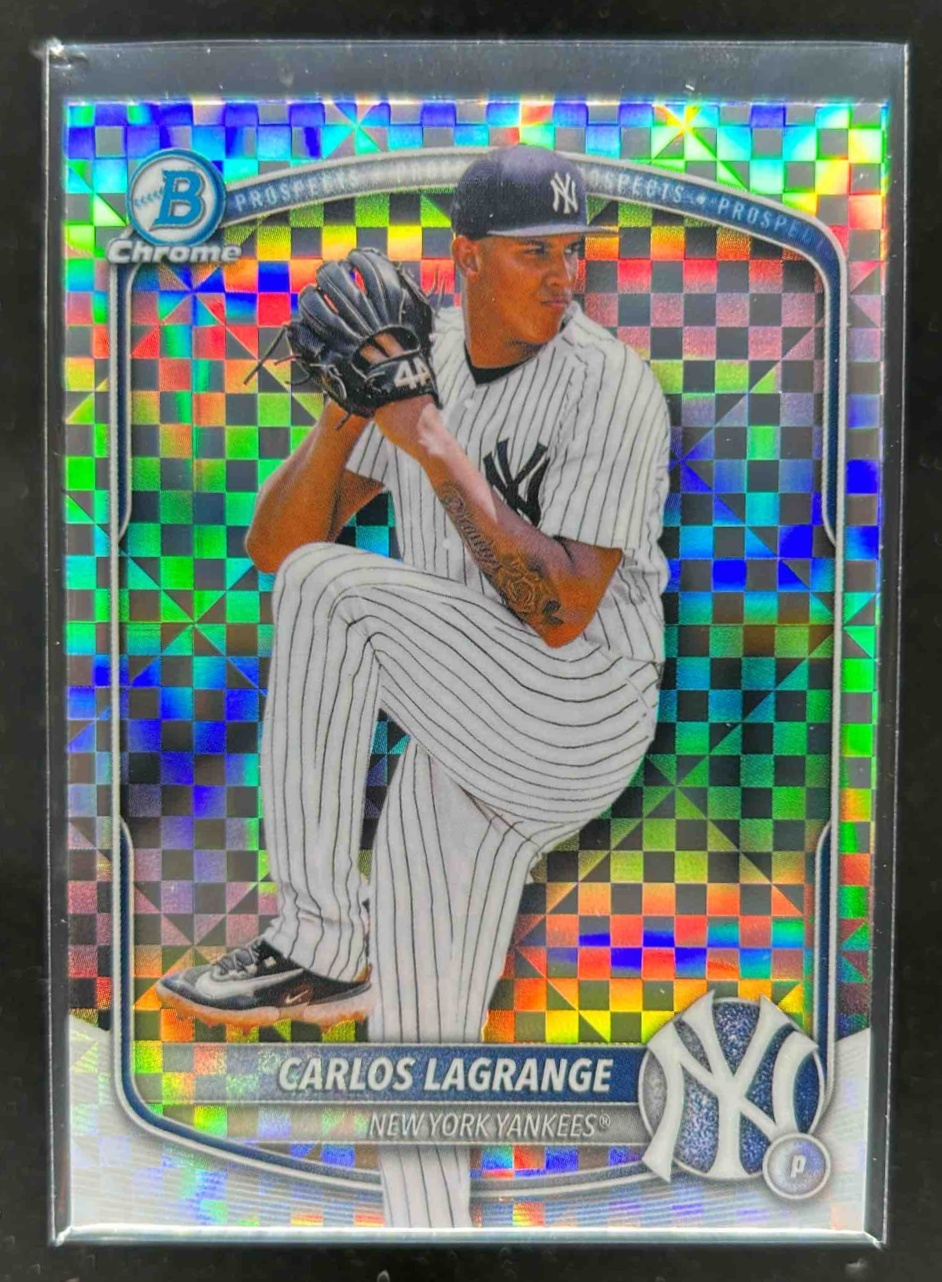 Card image for Carlos Lagrange 2025 Bowman Baseball Draft Chrome X-Fractor New York Yankees