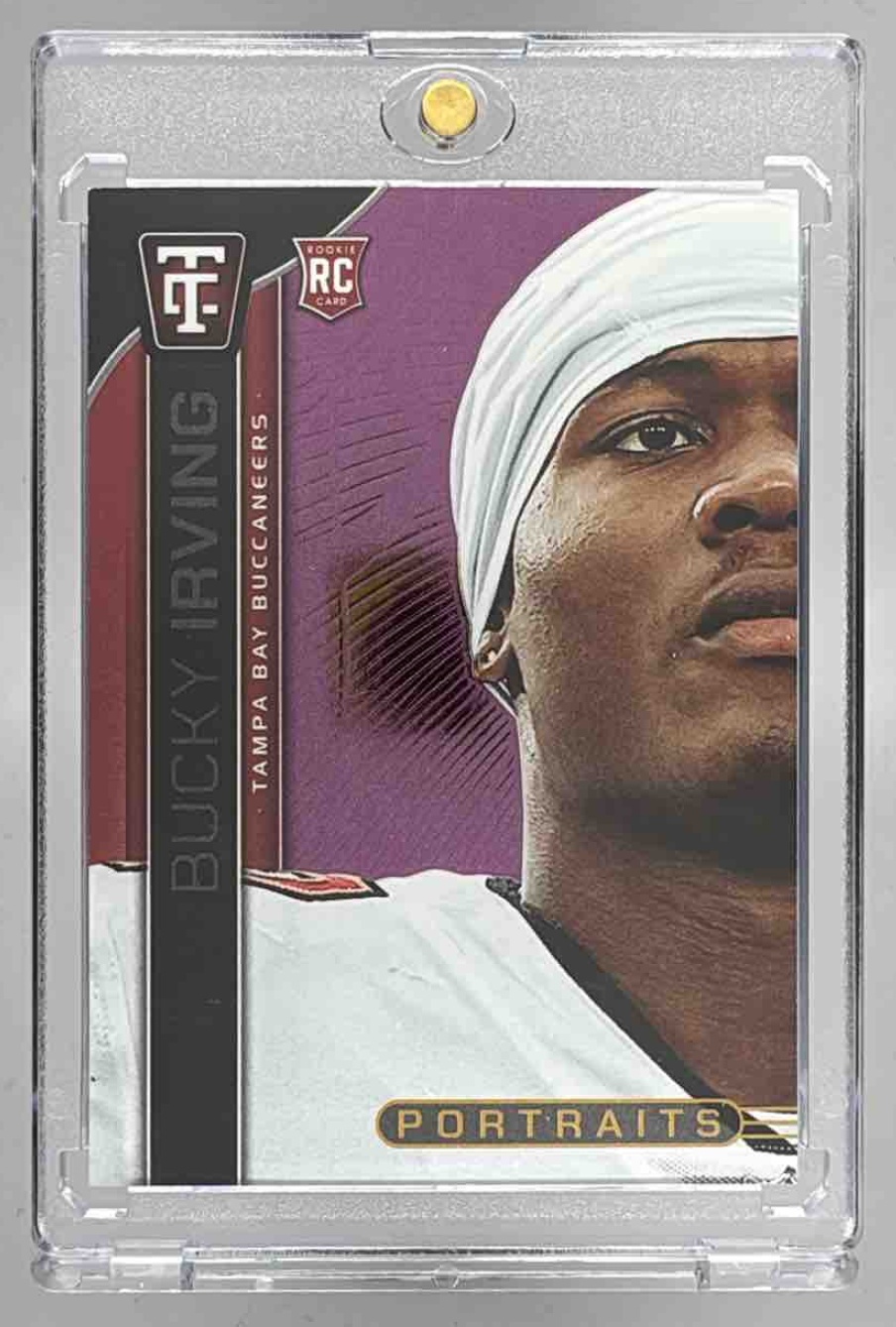 Card image for 2024 Panini Certified Bucky Irving New Generation Jerseys Mirror Red /199 #NGS-BIG MEM RC Buccaneers