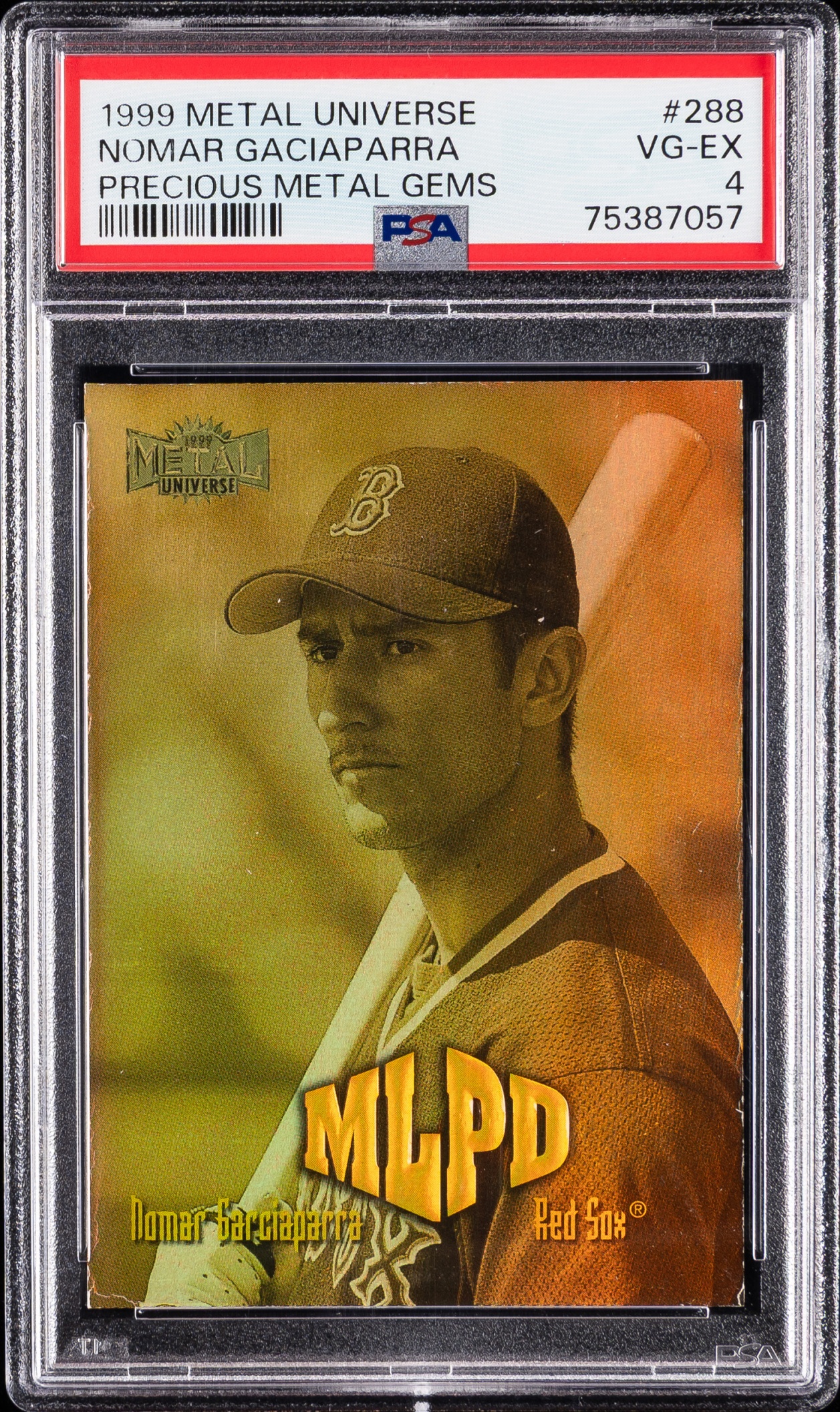 1999 SkyBox Metal Universe Nomar Garciaparra Precious Metal Gems /50 #288 Boston Red Sox PSA 4 — front