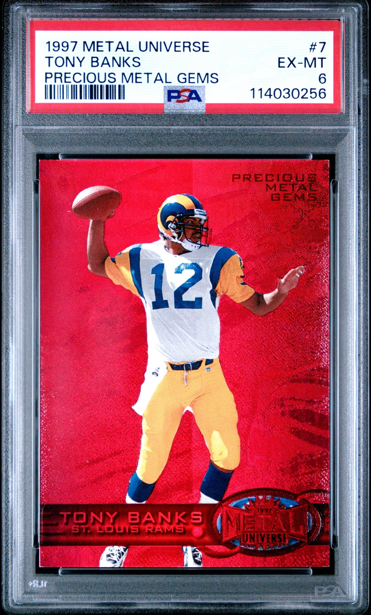 1997 Skybox Metal Universe Tony Banks Precious Gems /150 #7 Rams PSA 6
