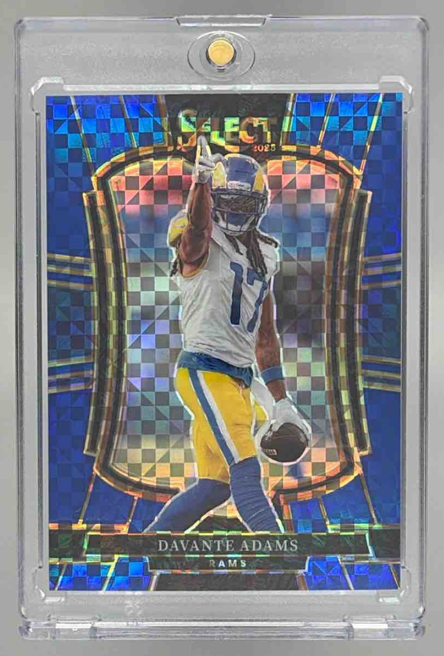 Card image for 2025 Panini Select Davante Adams Premier Level Blue Prizm /175 #120 Rams