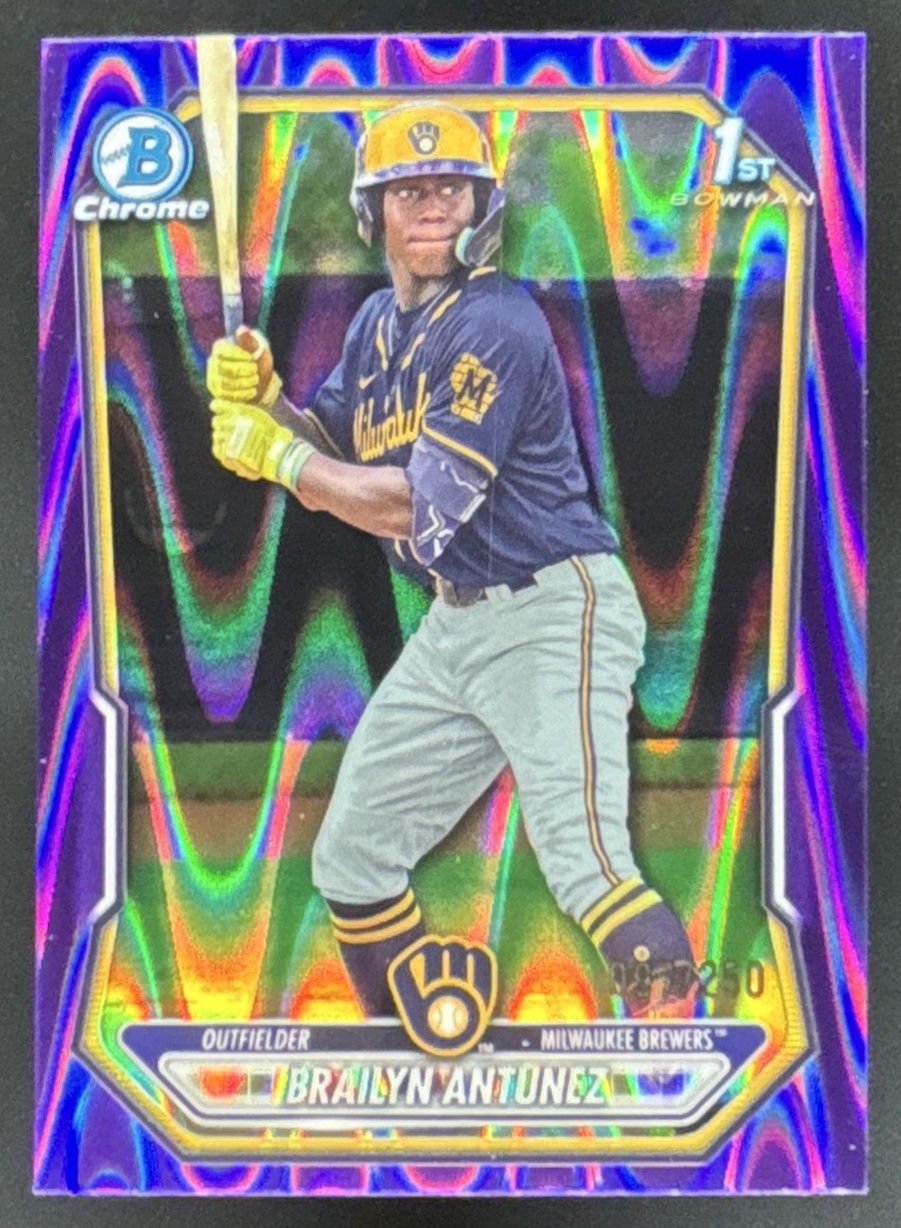Card image for 2026 Bowman Brailyn Antunez Chrome Purple RayWave Refractor /250 1st Prospect