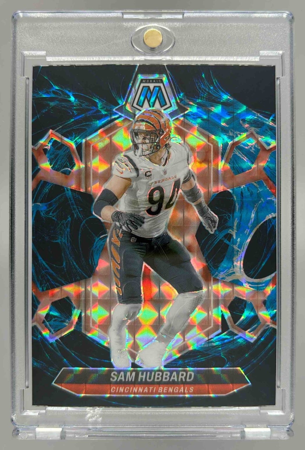 Card image for 2024 Panini Football Mosaic Sam Hubbard Genesis Prizm #47 Cincinnati Bengals