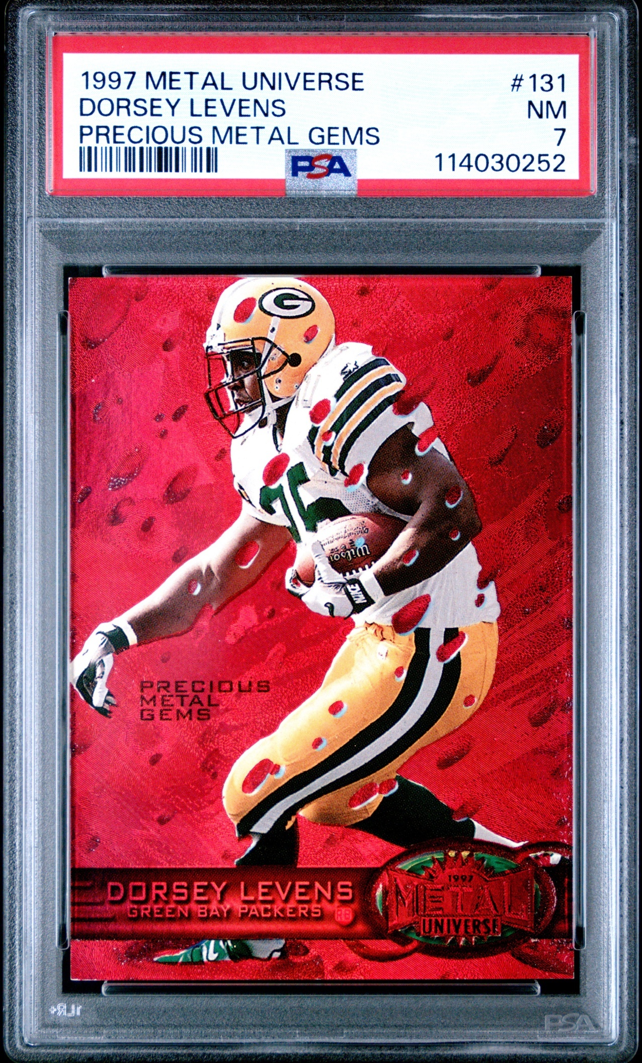 1997 Skybox Metal Universe Dorsey Levens Precious Gems /150 #131 Packers PSA 7