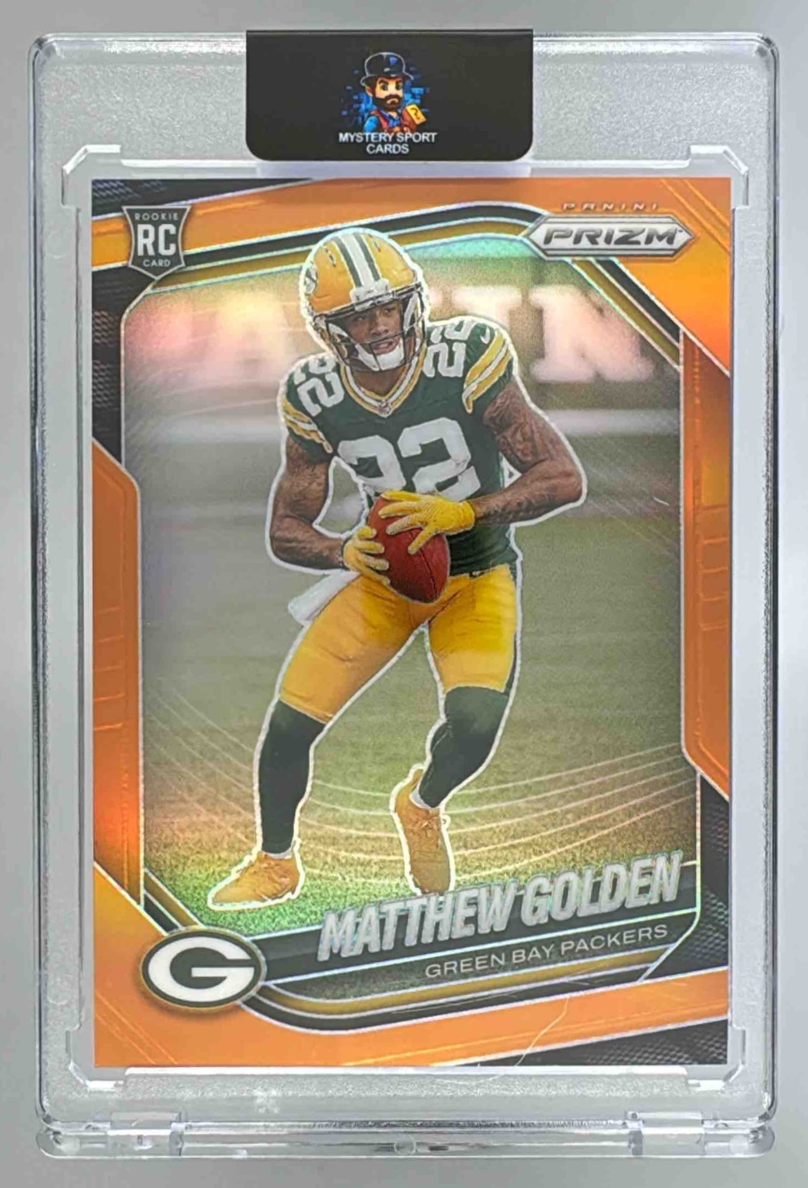 Card image for 2025 Panini Football Prizm Matthew Golden Orange /249 #326 RC Green Bay Packers