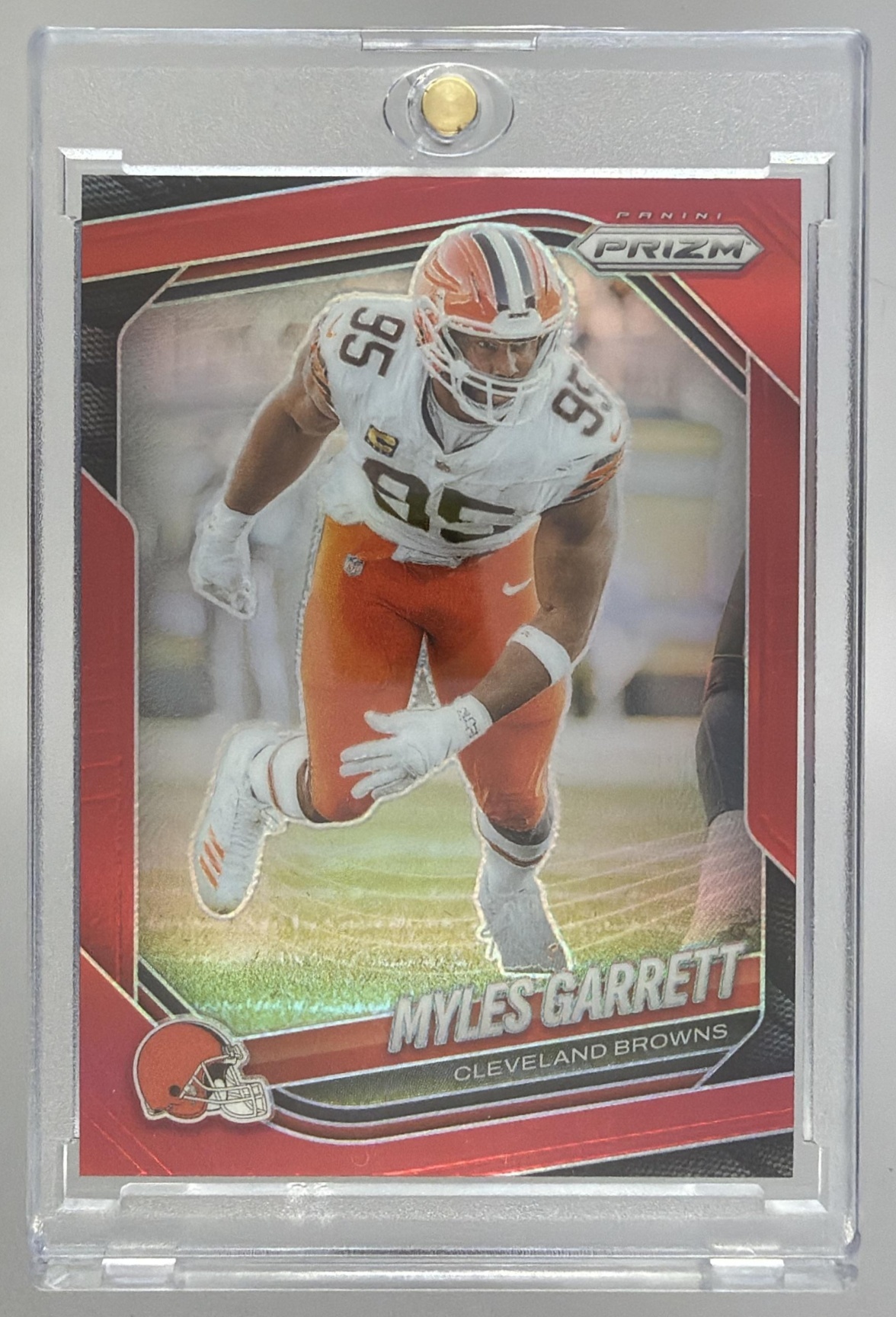 Card image for 2025 Panini Football Prizm Myles Garrett Silver #73 Cleveland Browns