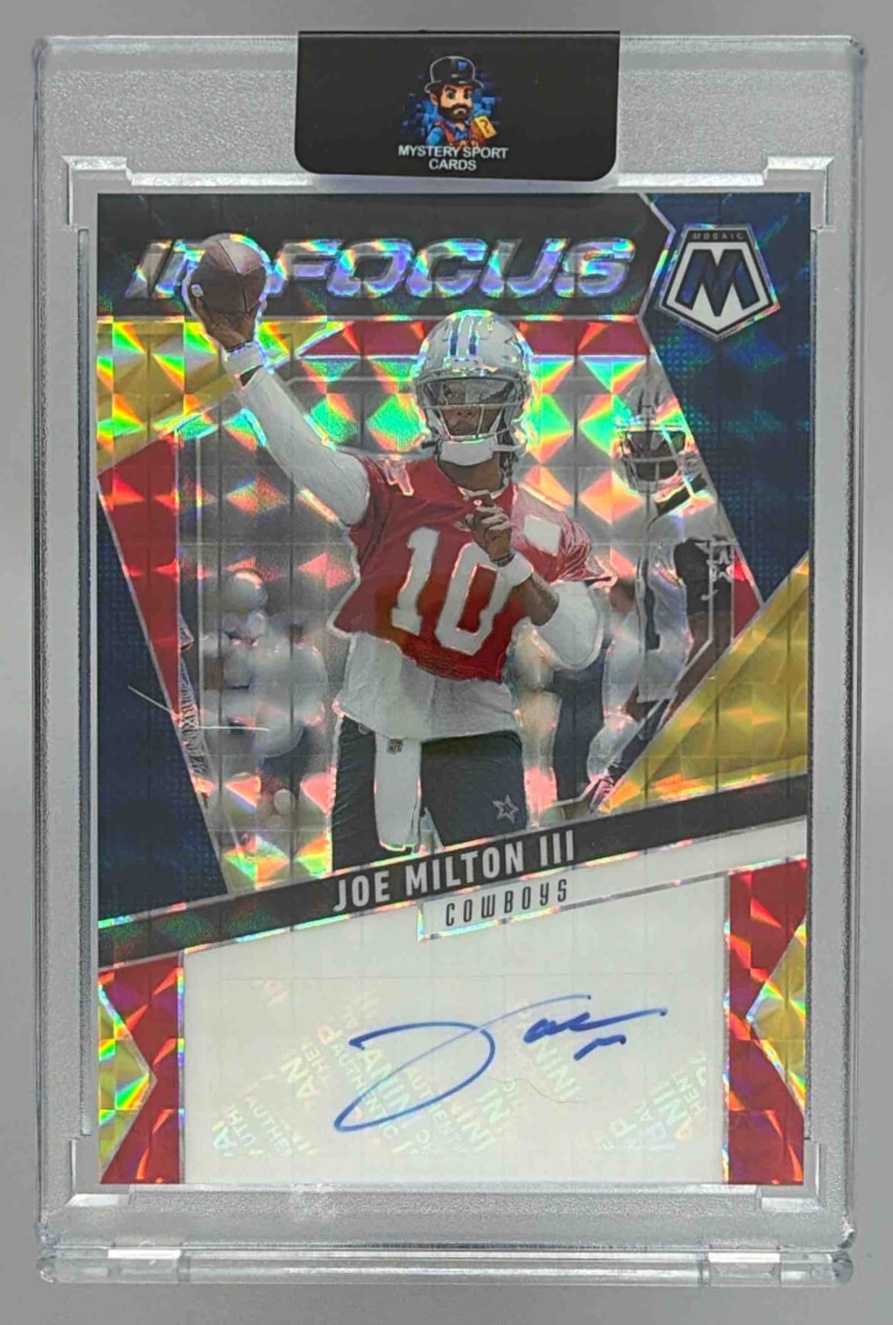 Card image for 2025 Panini Mosaic Joe Milton III In Focus Signatures #IFS-JMN Auto Cowboys