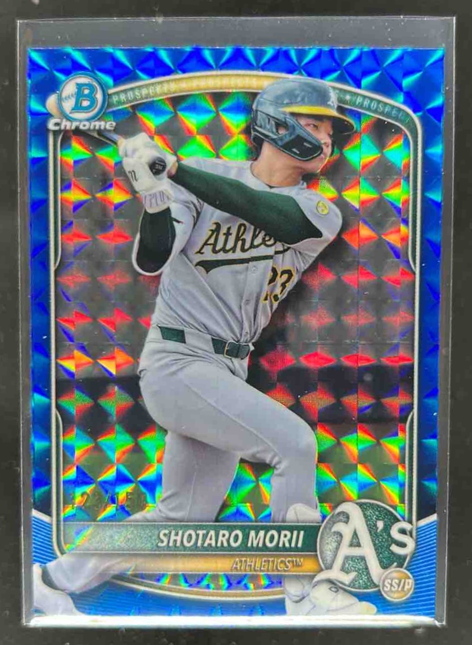 Card image for Shotaro Morii 2025 Bowman Draft Chrome Blue Geometric Refractor /150