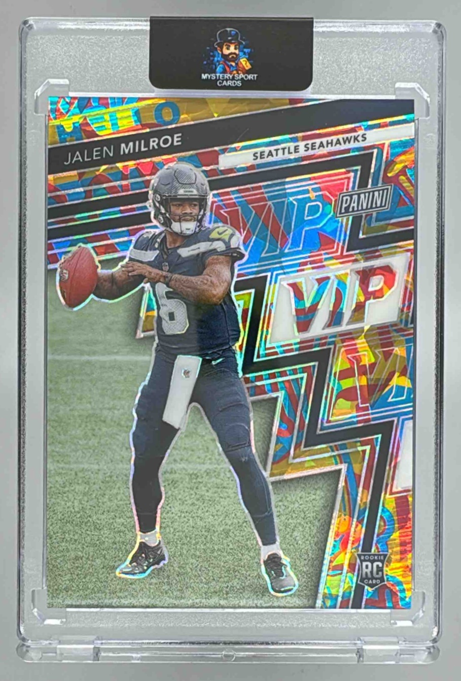 Card image for 2025 Panini NSCC VIP Gold Packs Jalen Milroe Relic National Sparkle Hello /45 #RC16 Rookie MEM