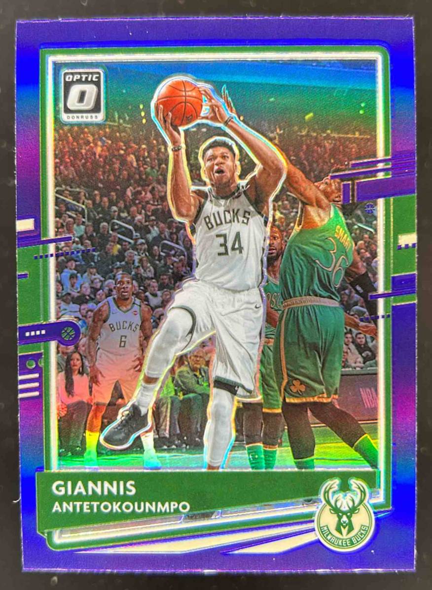 Card image for 2020-21 PANINI DONRUSS OPTIC GIANNIS ANTETOKOUNMPO PURPLE #29 MILWAUKEE BUCKS