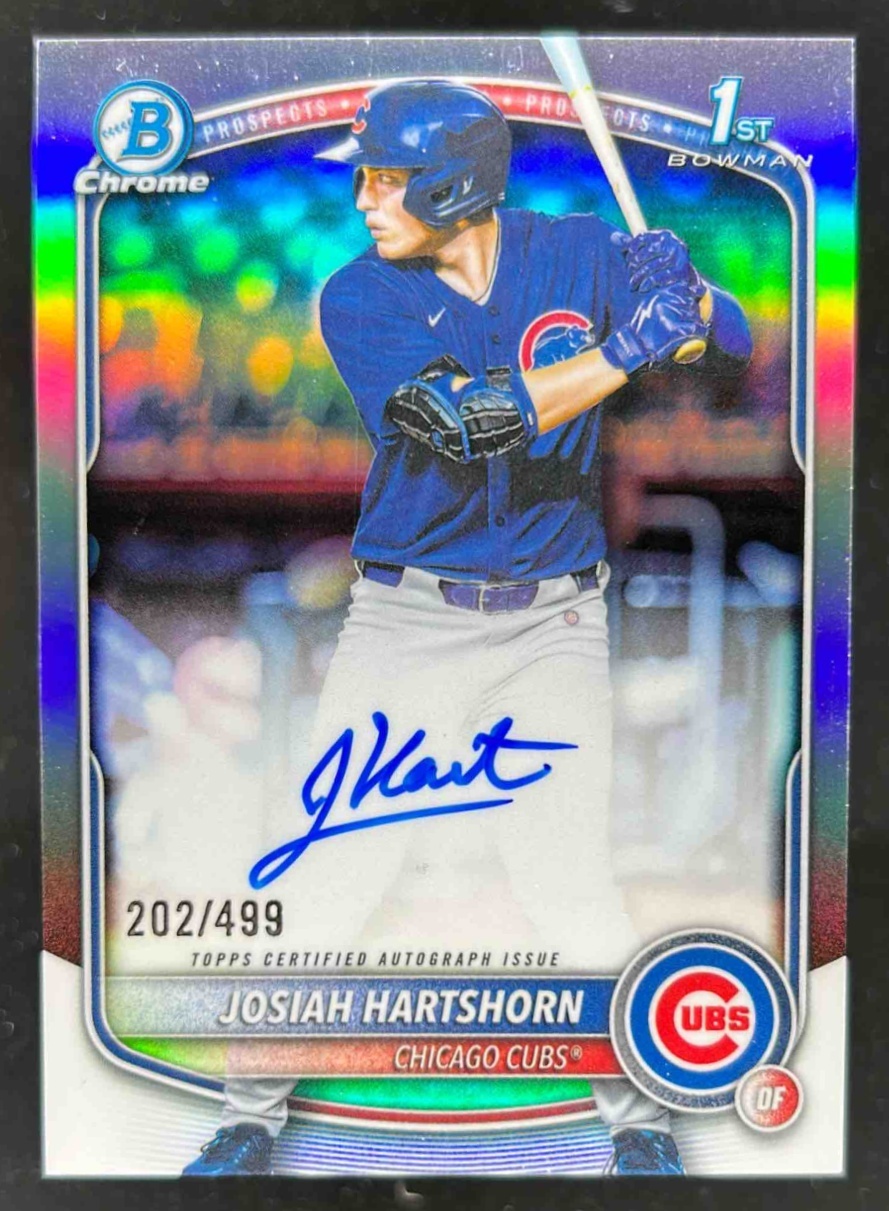Card image for Josiah Hartshorn 2025 Bowman Draft Chrome Prospect Auto Refractor /499