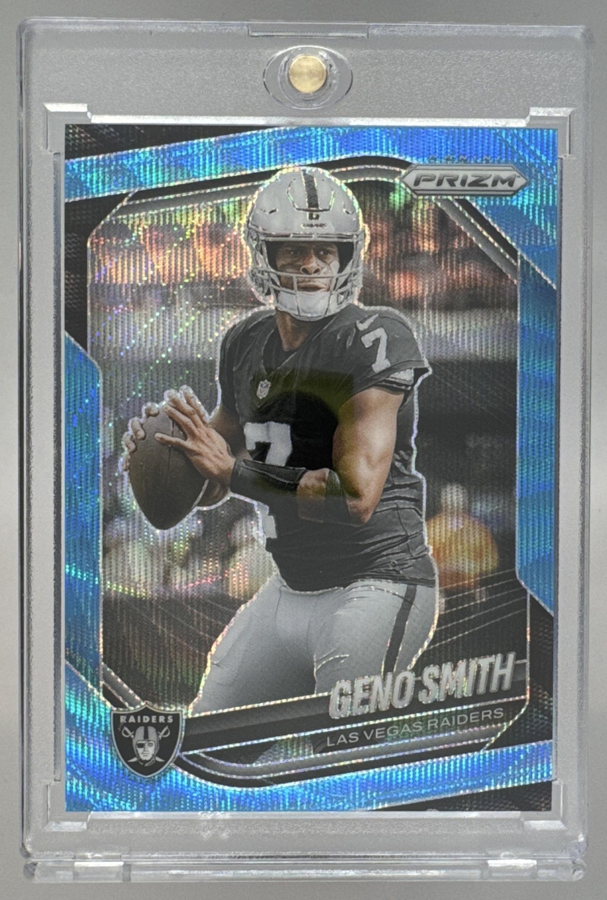 Card image for 2025 Panini Football Prizm Geno Smith Blue Wave /230 #103 Las Vegas Raiders